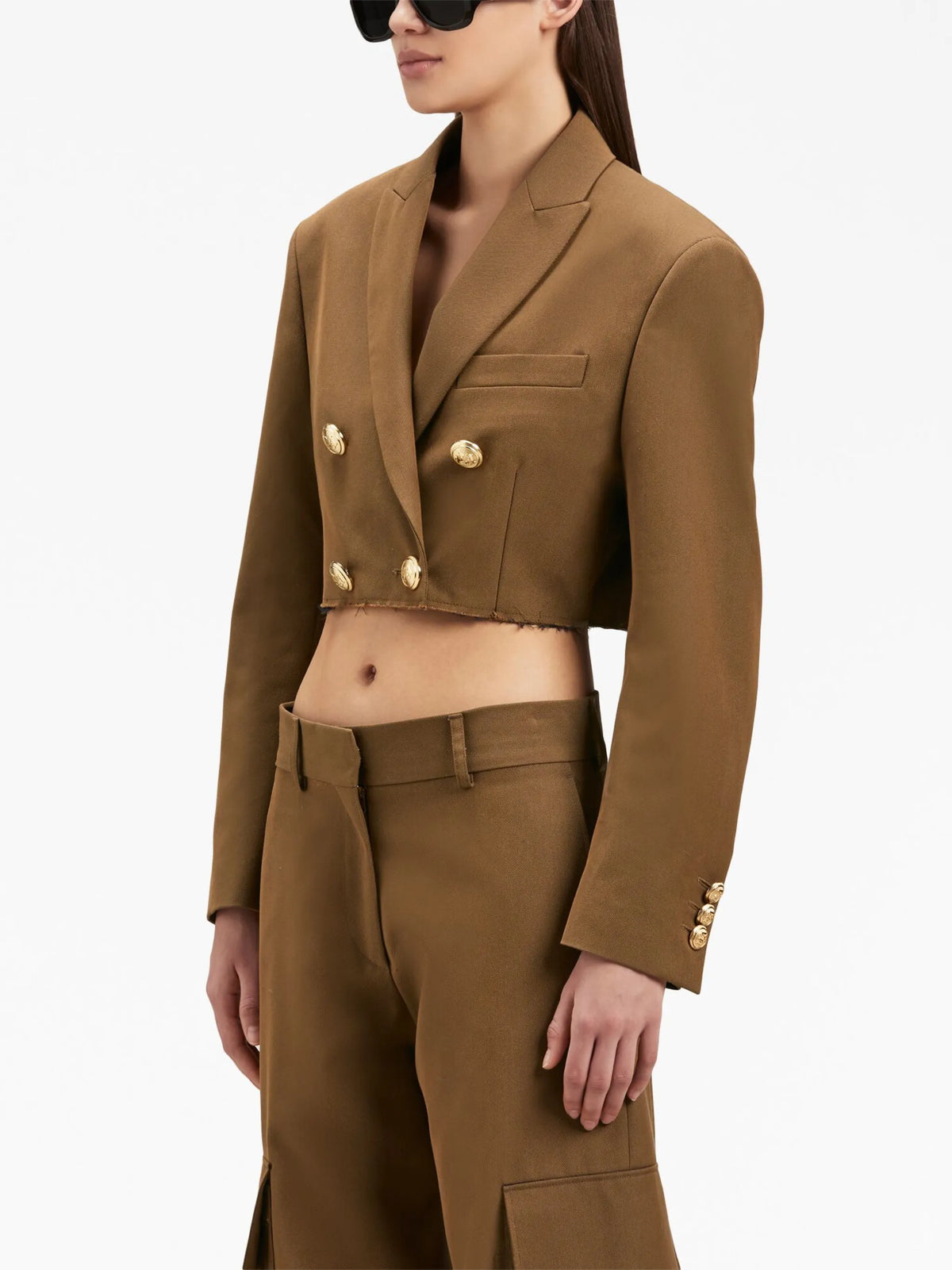 double-breasted cropped blazer
