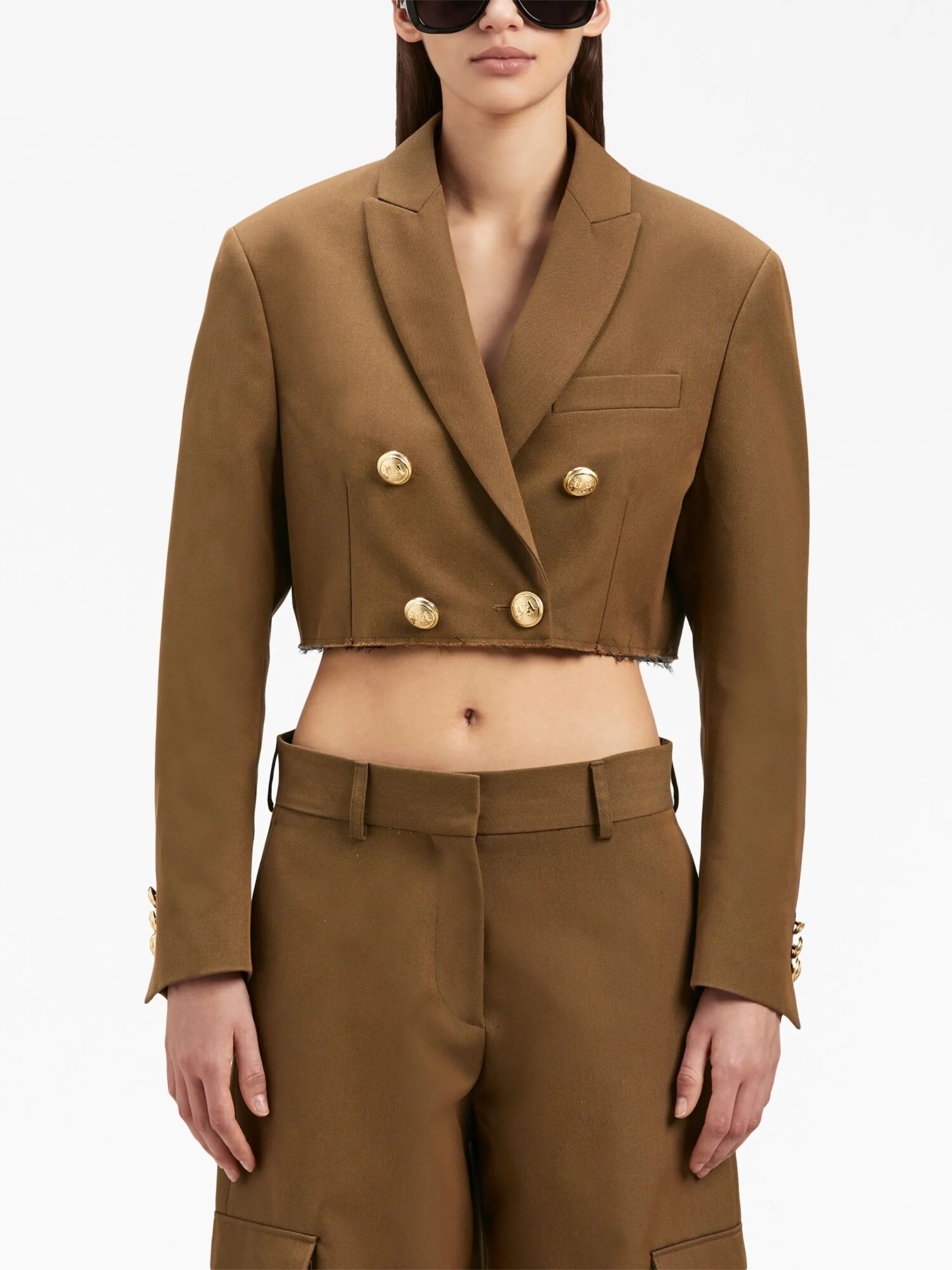 double-breasted cropped blazer