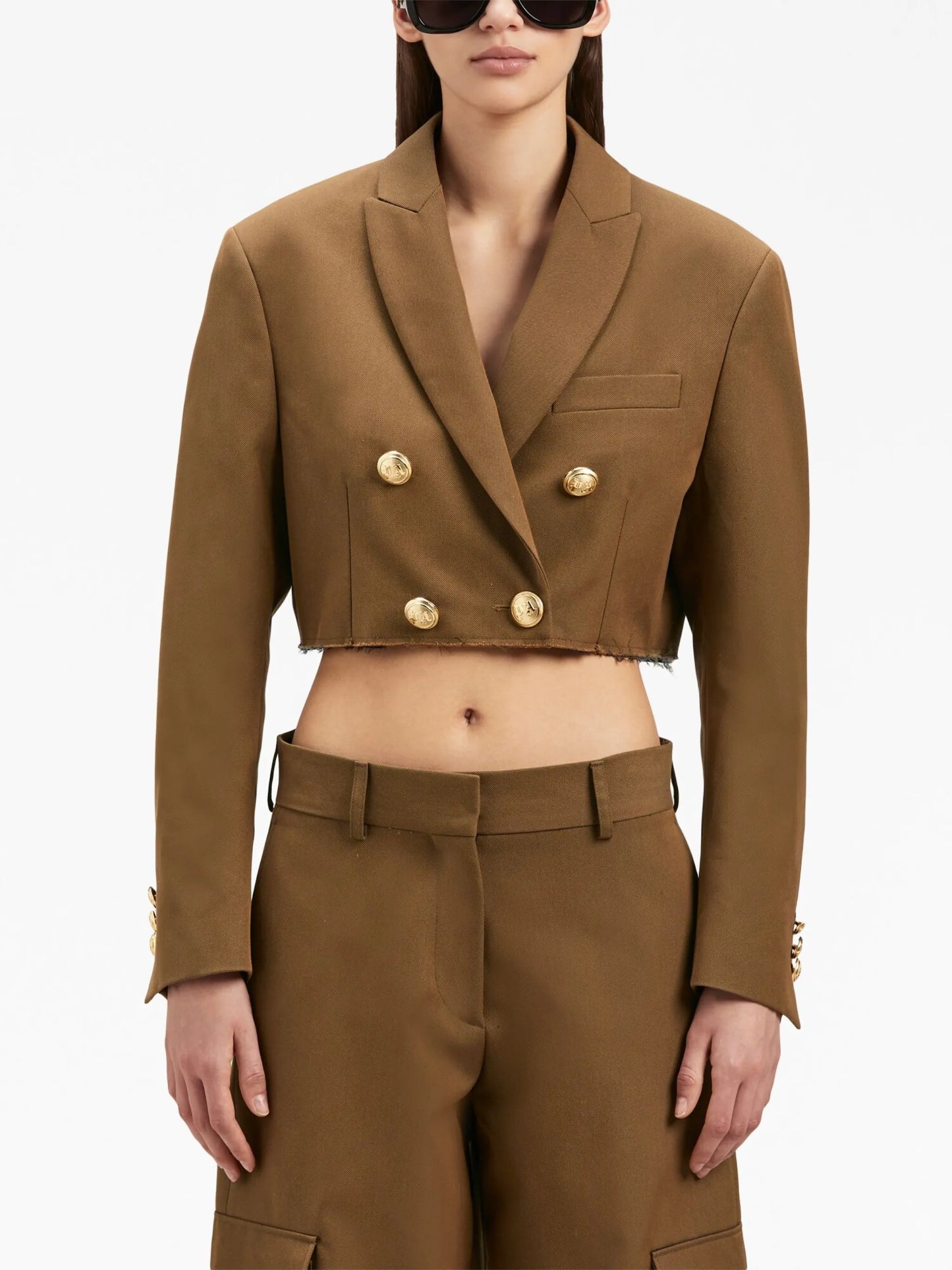 double-breasted cropped blazer