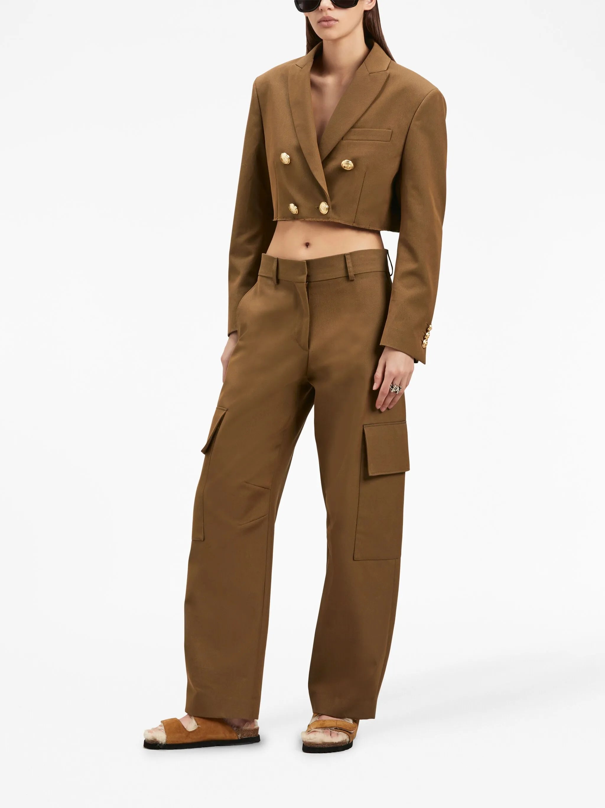 double-breasted cropped blazer