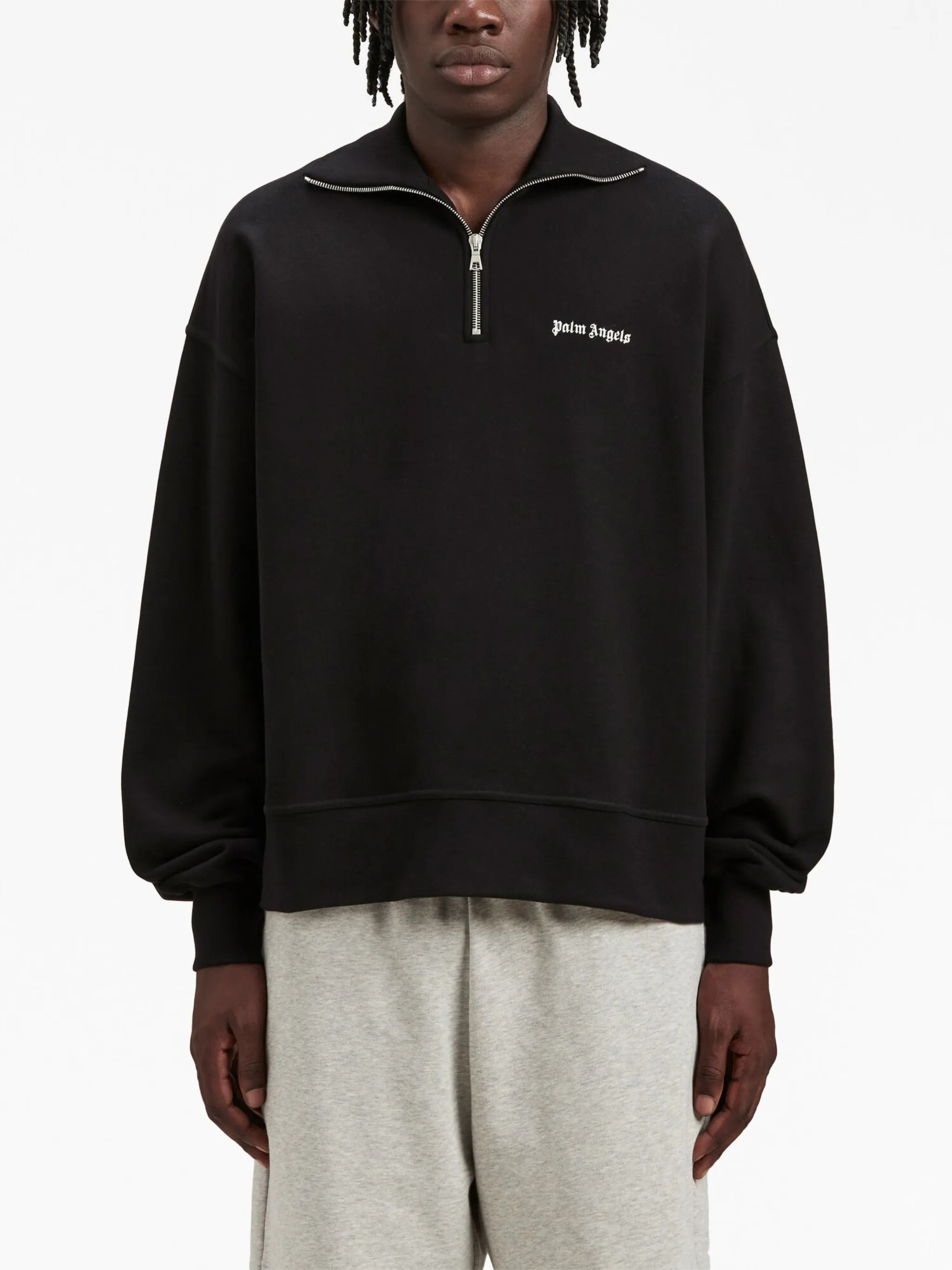 logo-embroidered half-zip sweatshirt