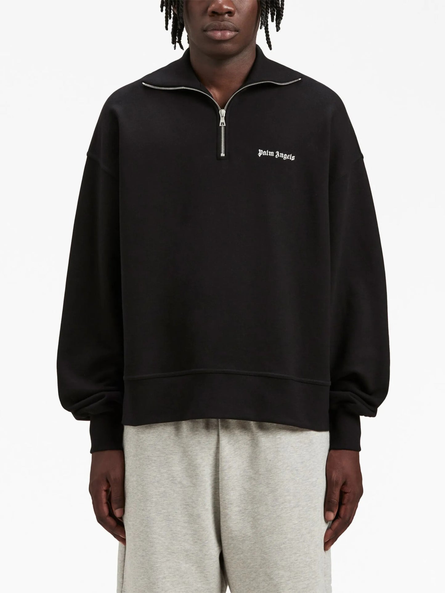logo-embroidered half-zip sweatshirt