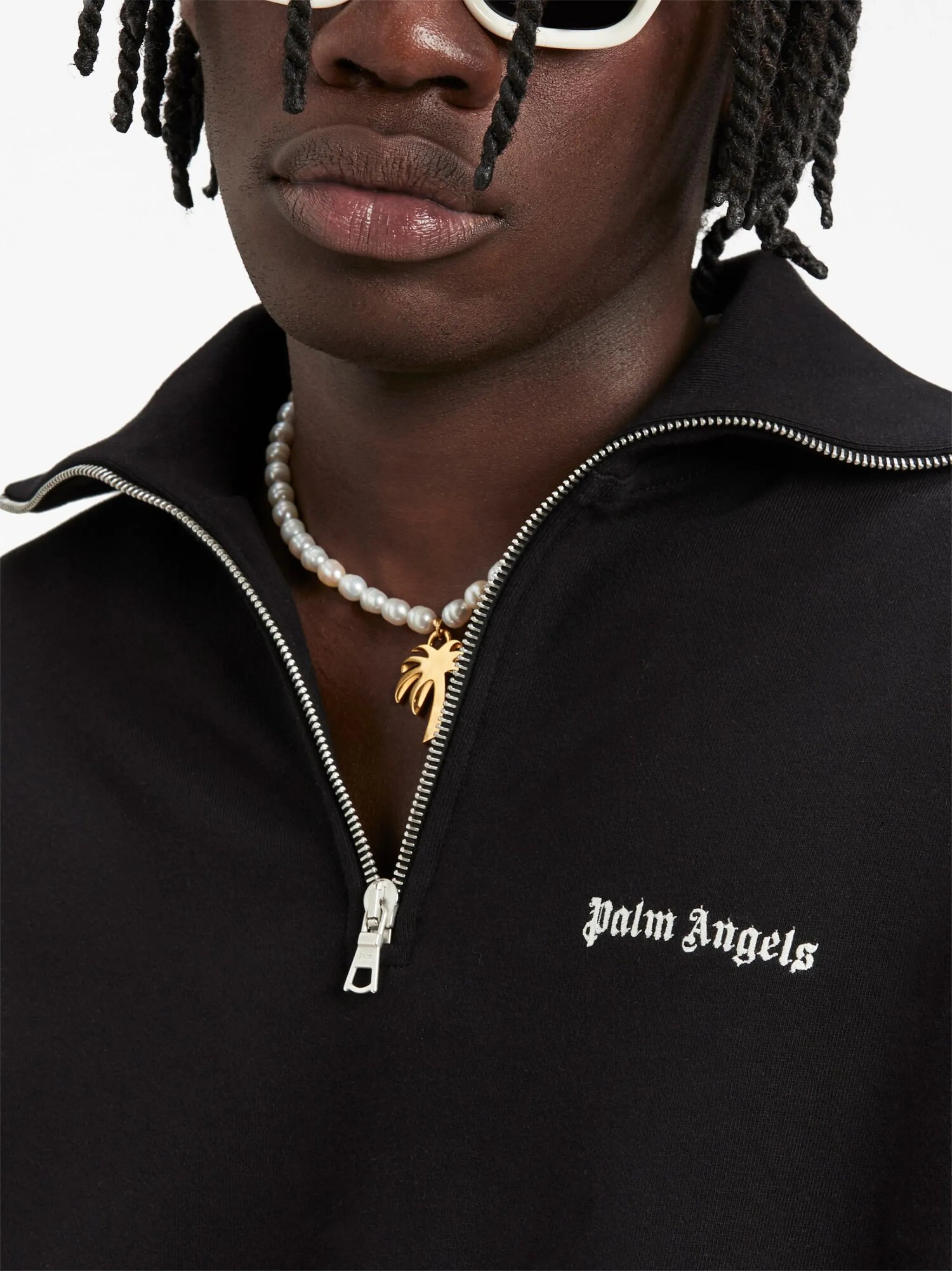 logo-embroidered half-zip sweatshirt
