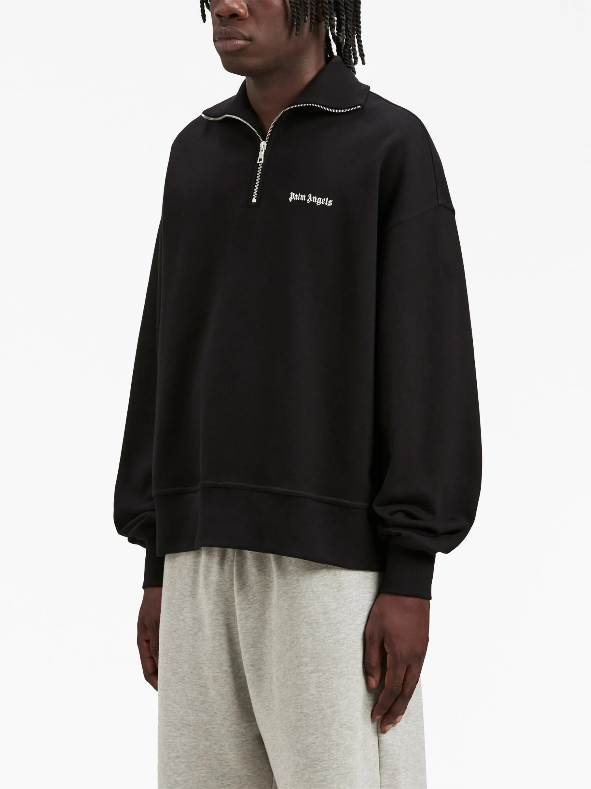 logo-embroidered half-zip sweatshirt