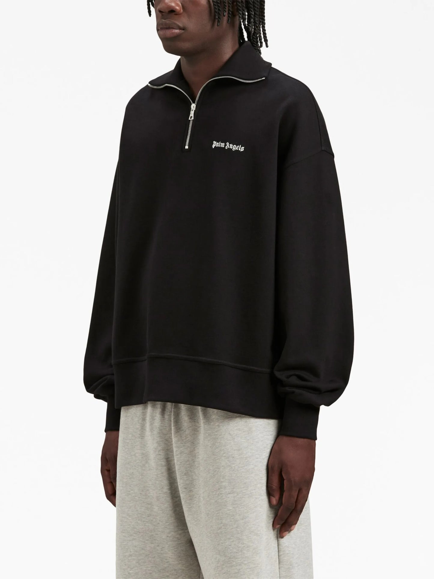 logo-embroidered half-zip sweatshirt