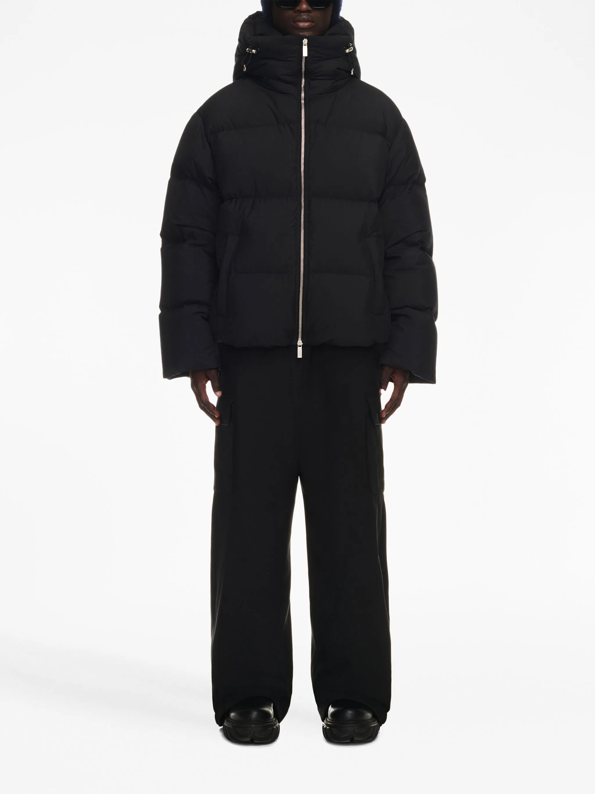 zip-fastening padded jacket