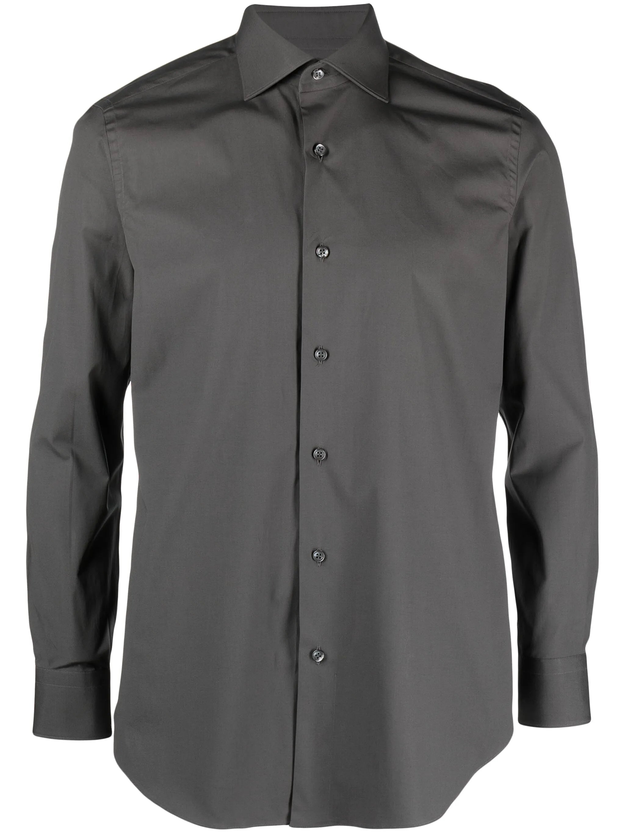stretch-cotton pointed-collar shirt