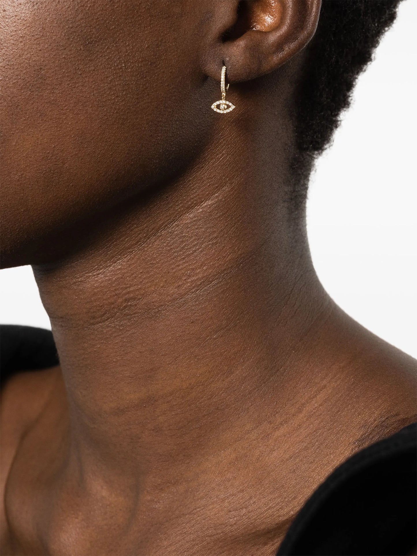 18kt yellow gold Evil Eye diamond earring