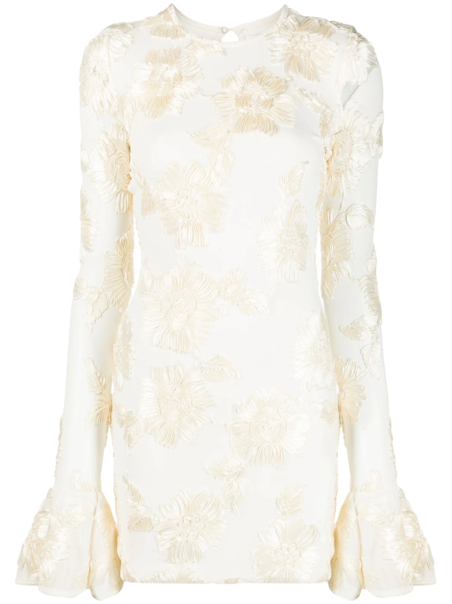 3D floral-appliqué minidress
