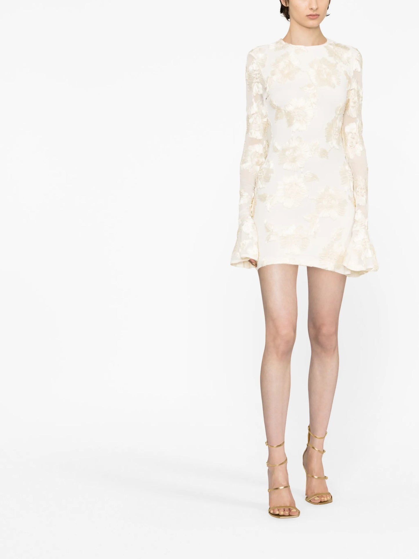 3D floral-appliqué minidress