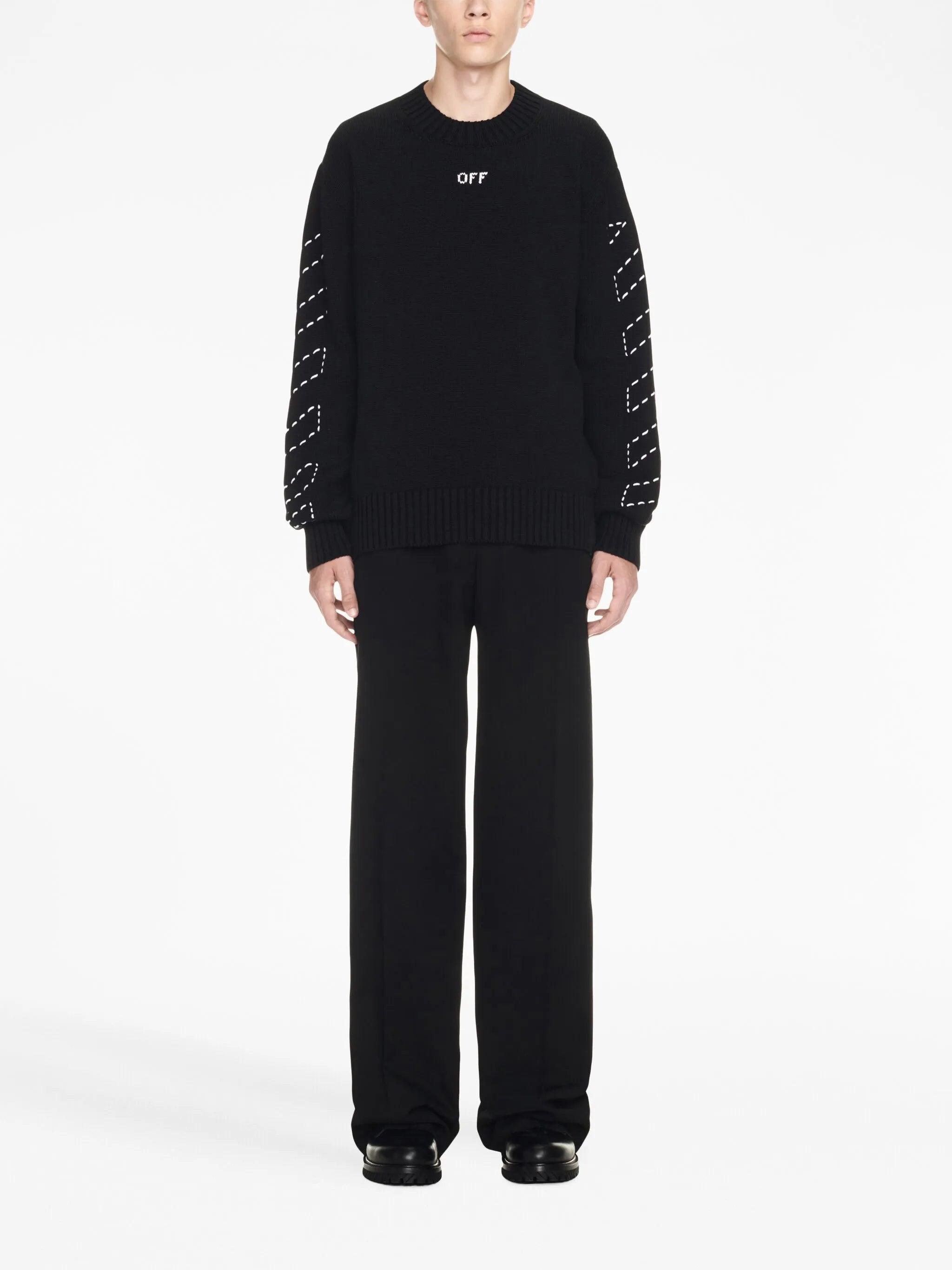 Arrows-embroidery crew-neck jumper