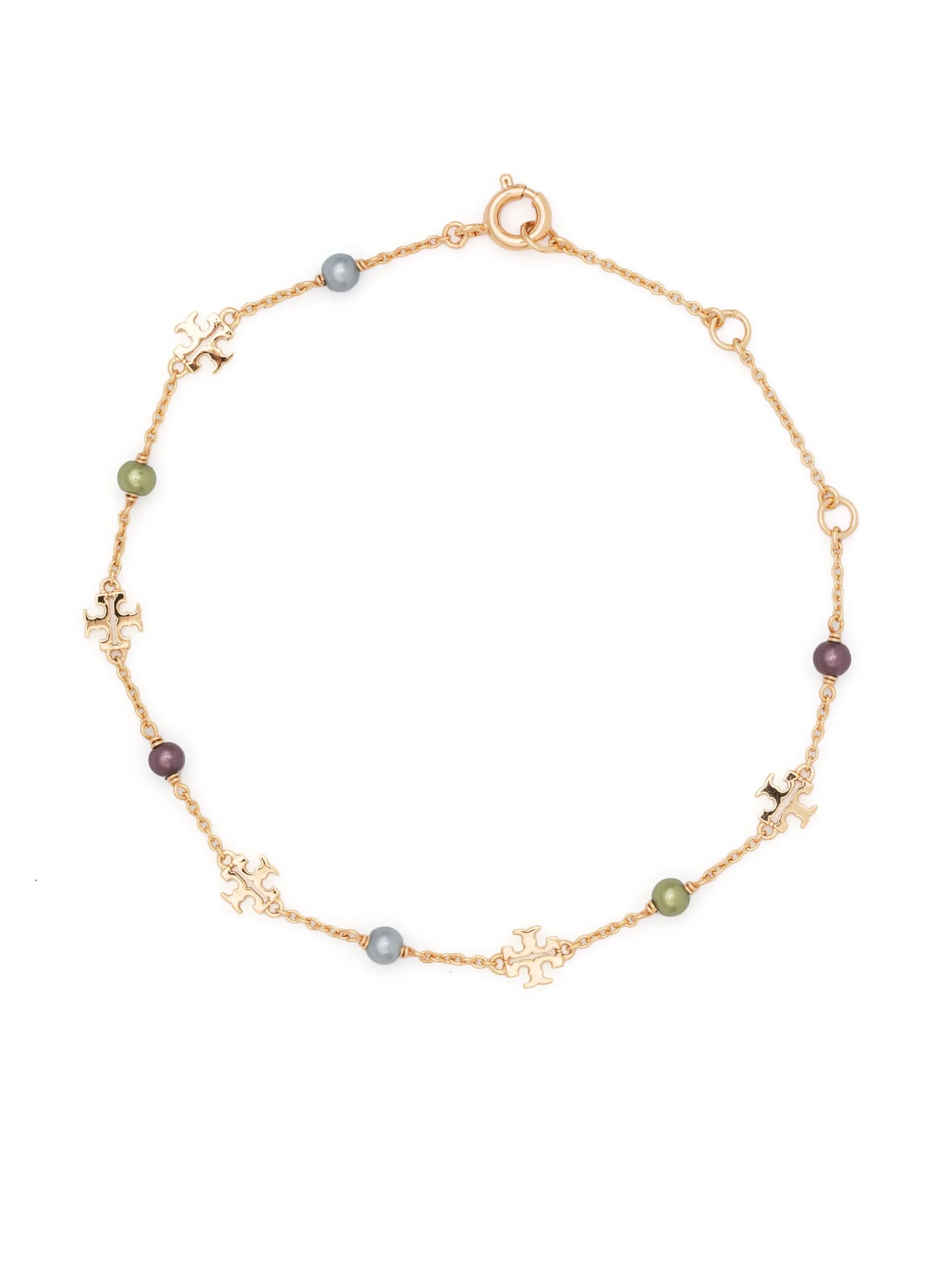 logo-charm pearl bracelet