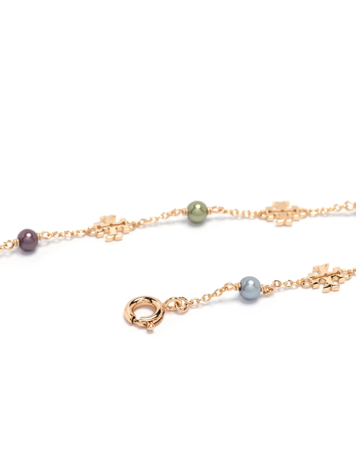 logo-charm pearl bracelet