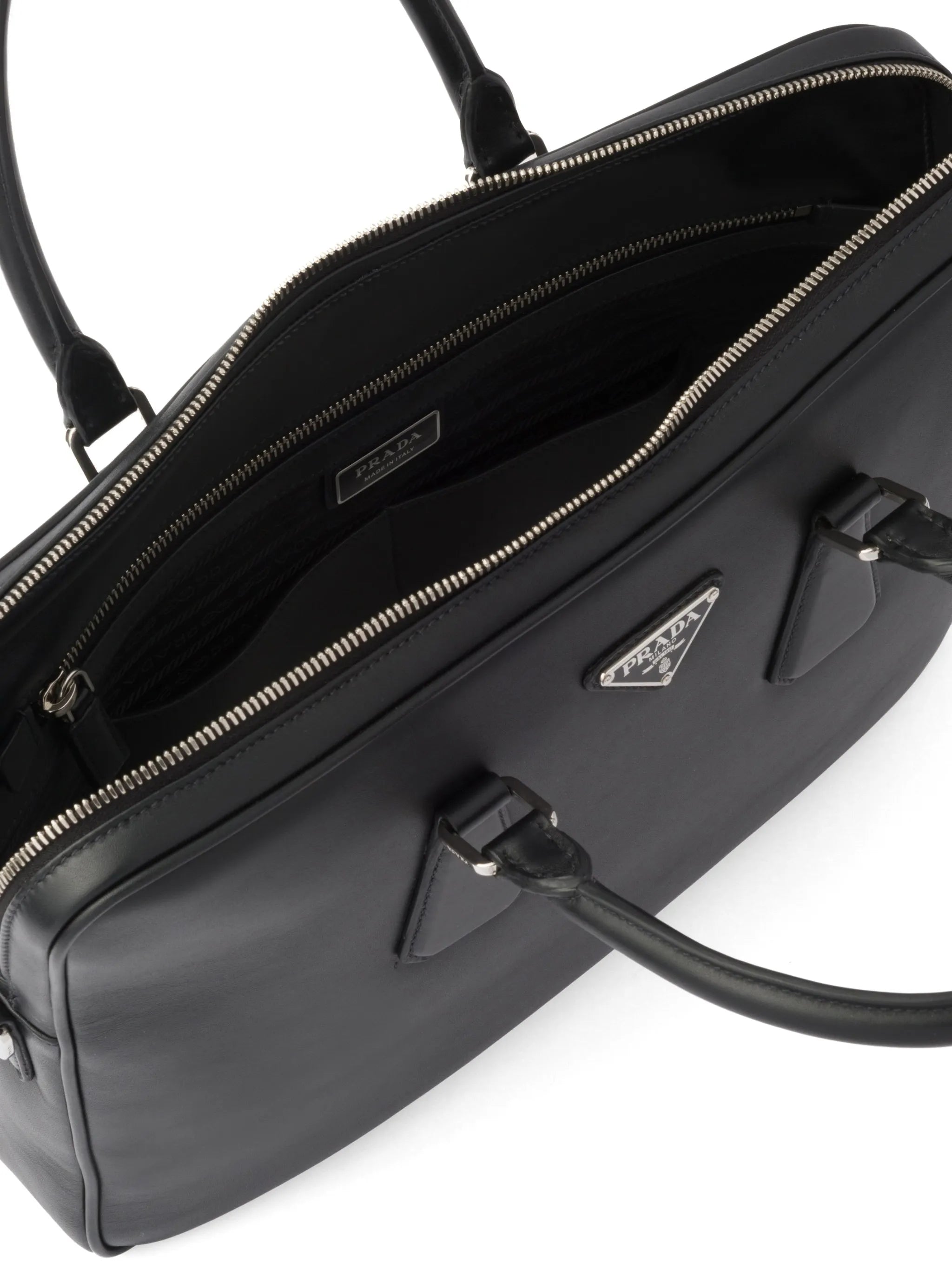 triangle-logo Saffiano leather briefcase