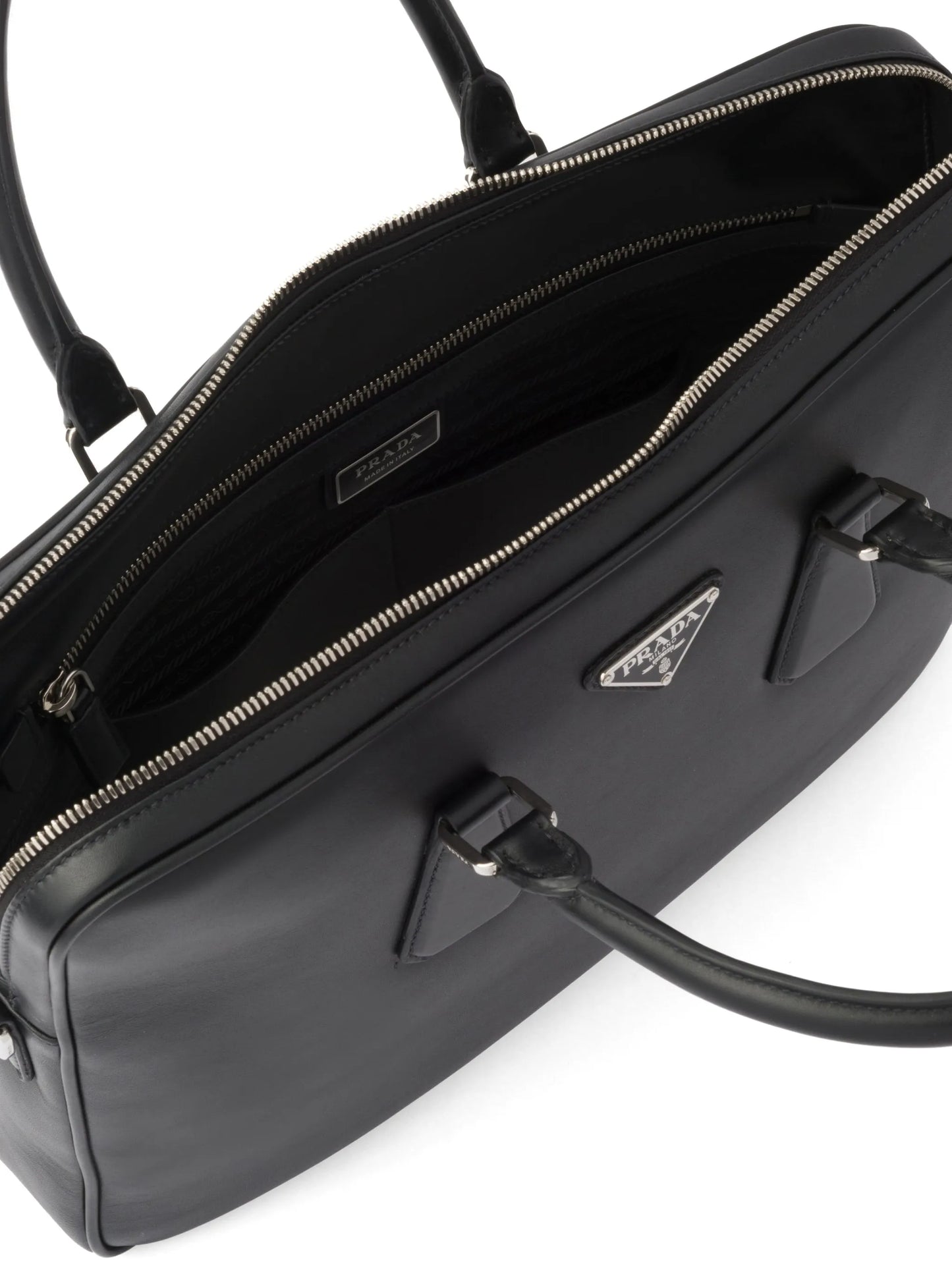 triangle-logo Saffiano leather briefcase