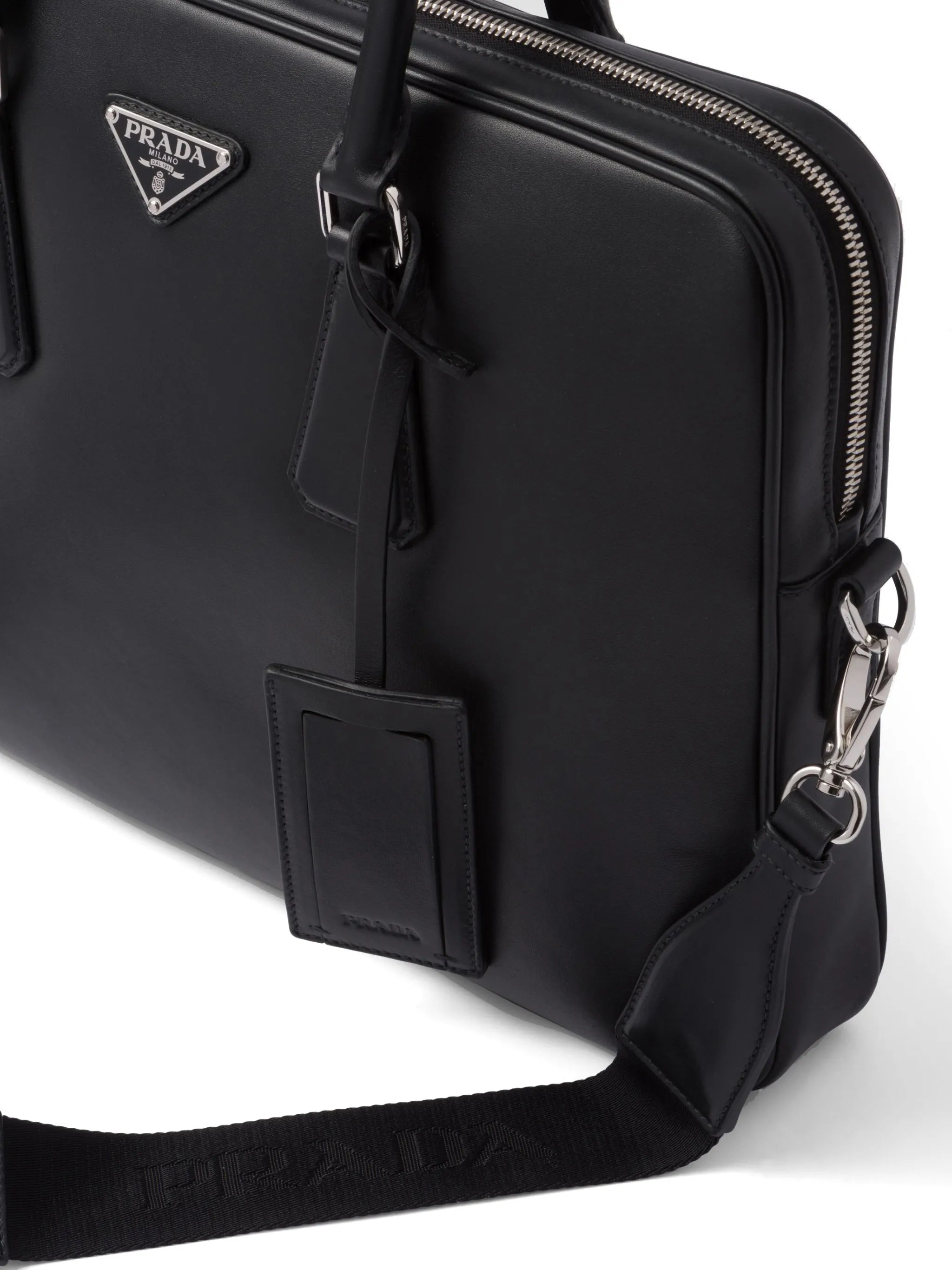 triangle-logo Saffiano leather briefcase