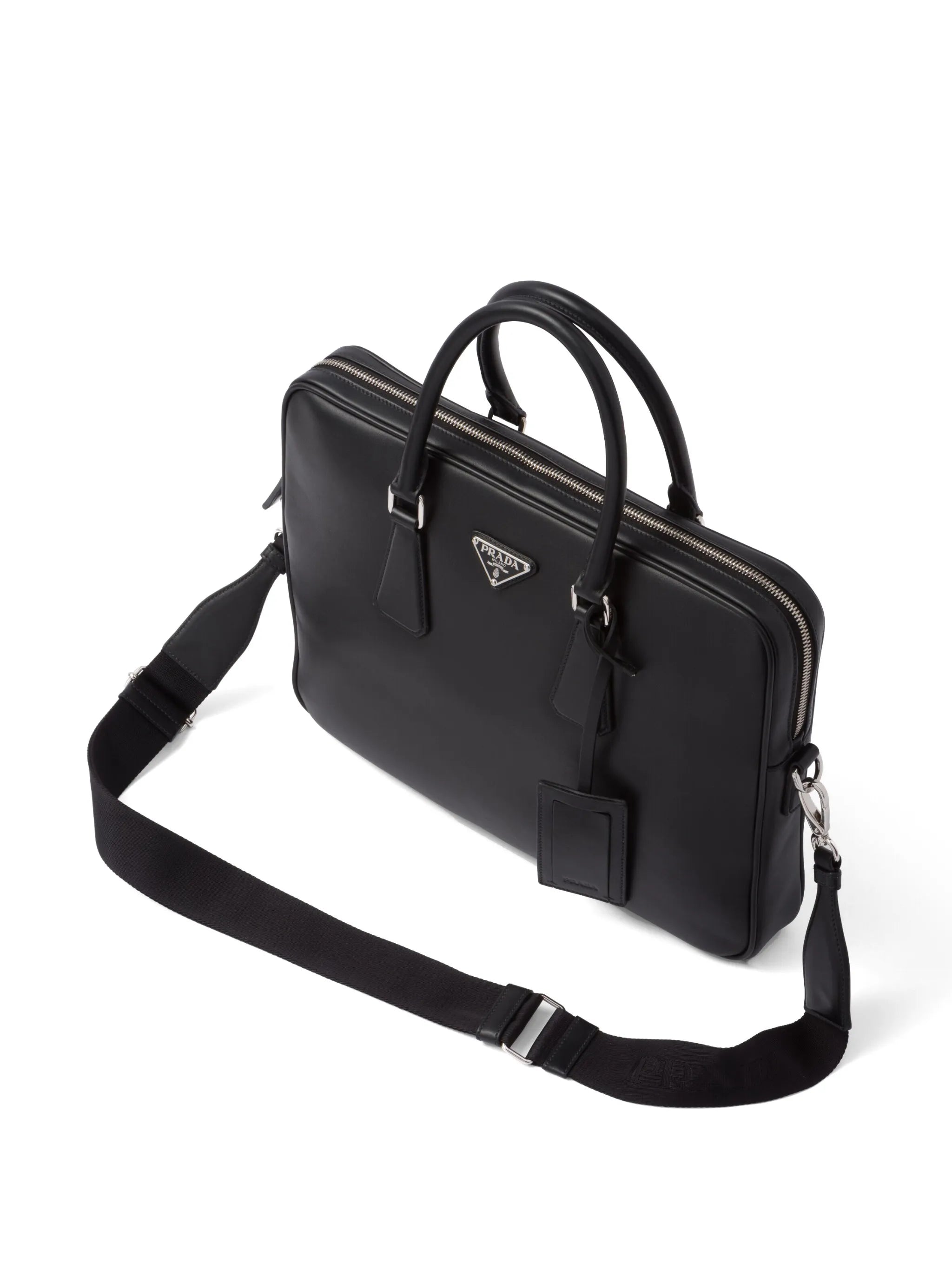 triangle-logo Saffiano leather briefcase