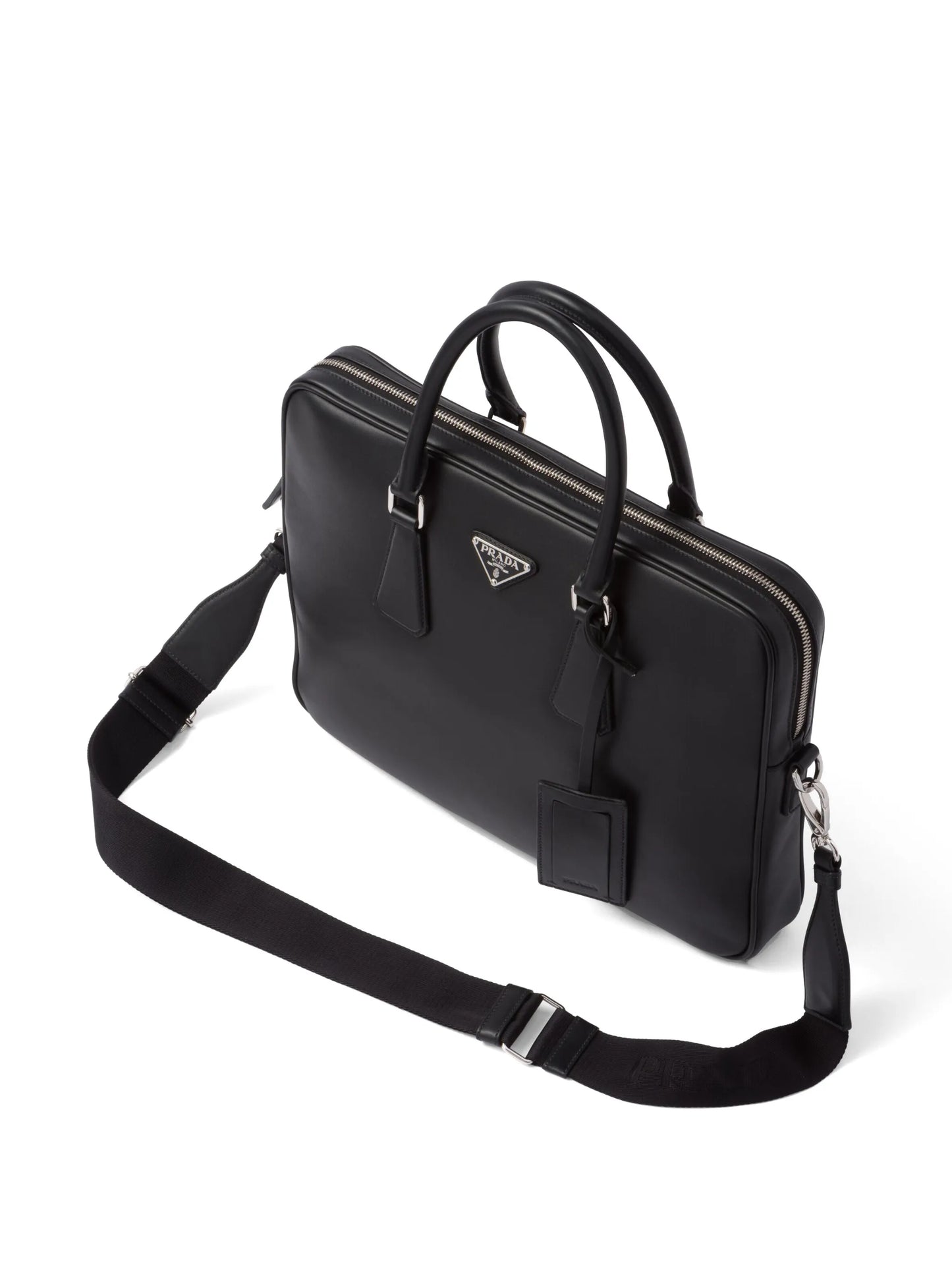triangle-logo Saffiano leather briefcase