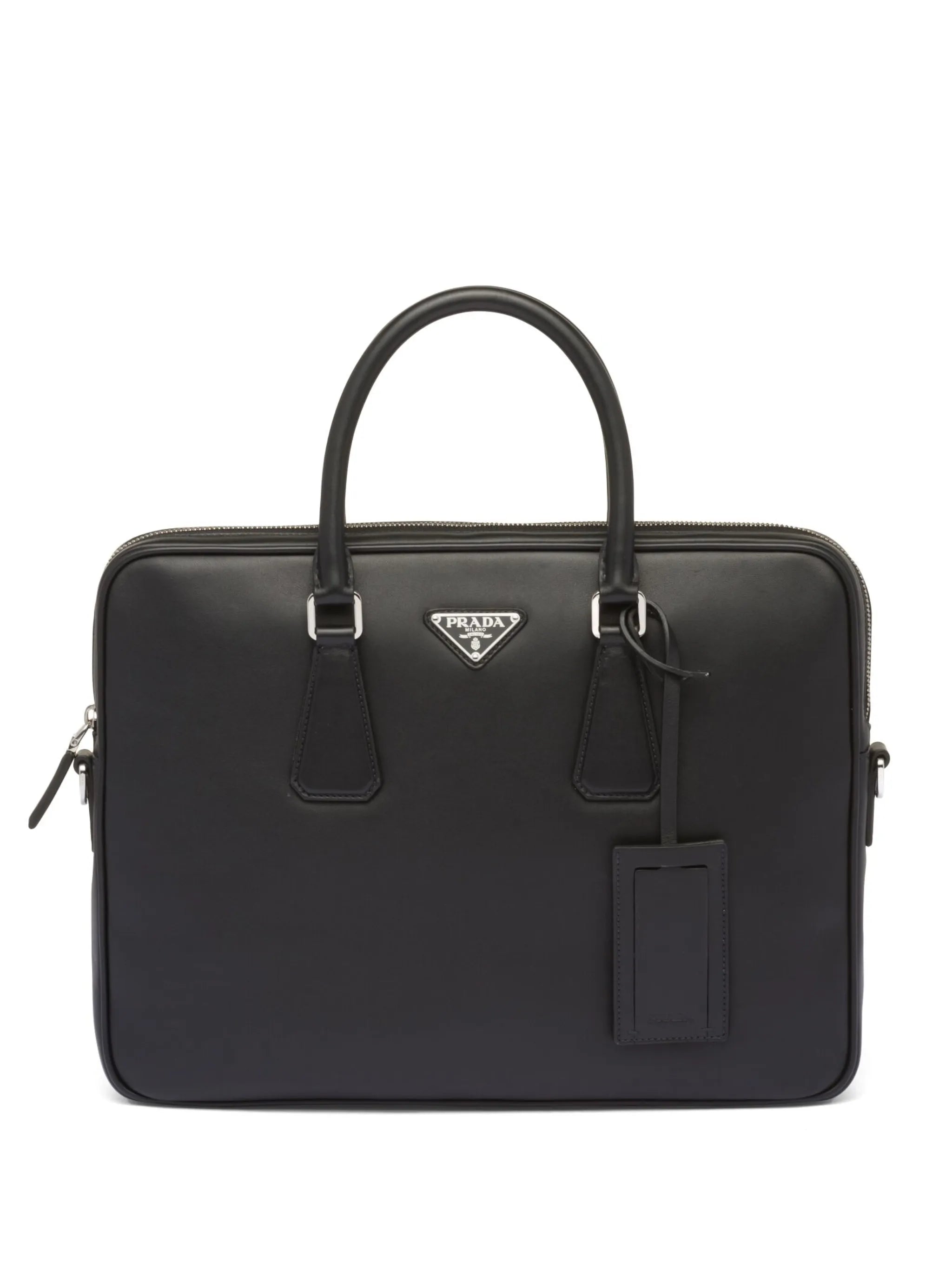 triangle-logo Saffiano leather briefcase