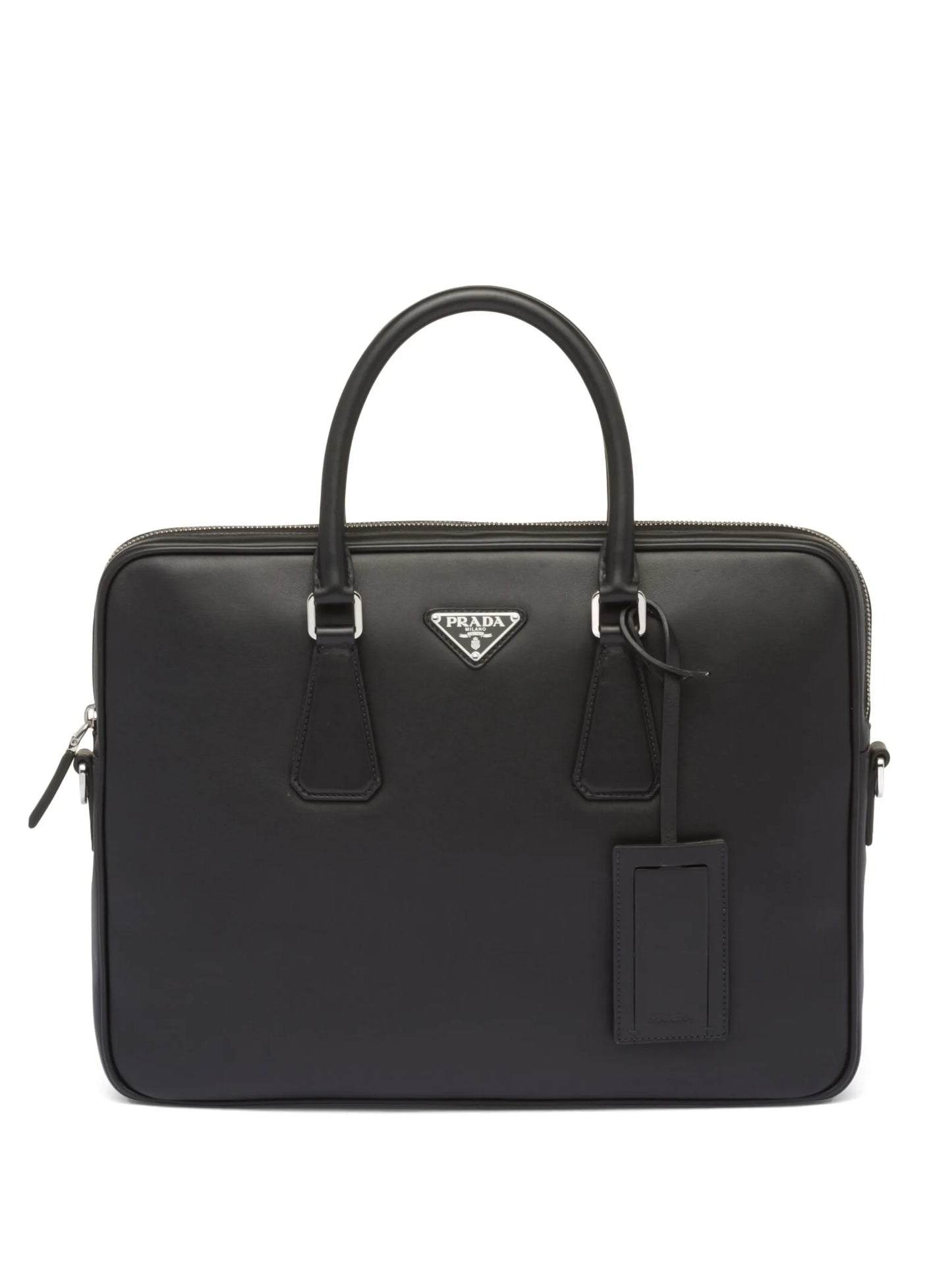 triangle-logo Saffiano leather briefcase