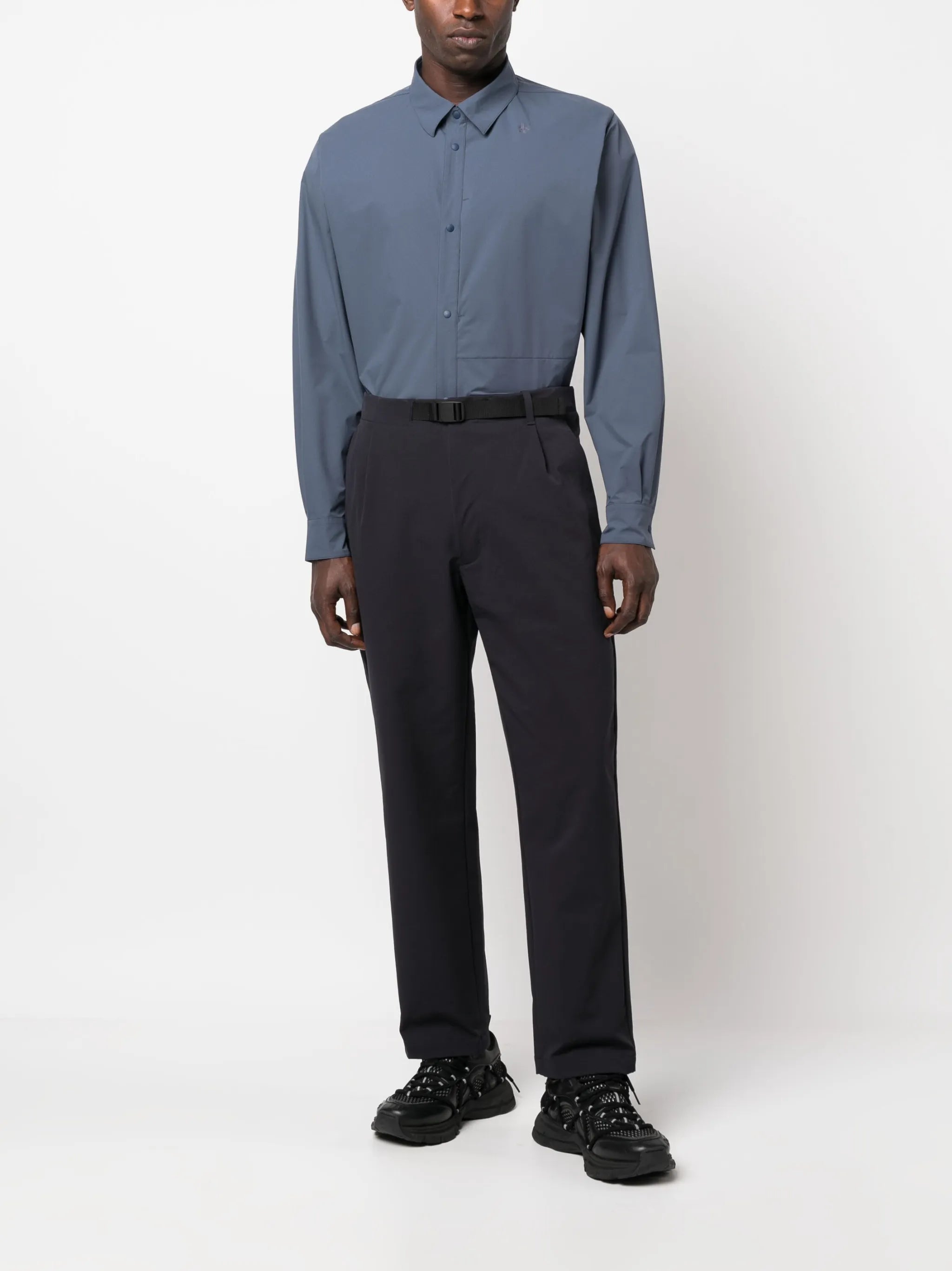 belted straight-leg trousers