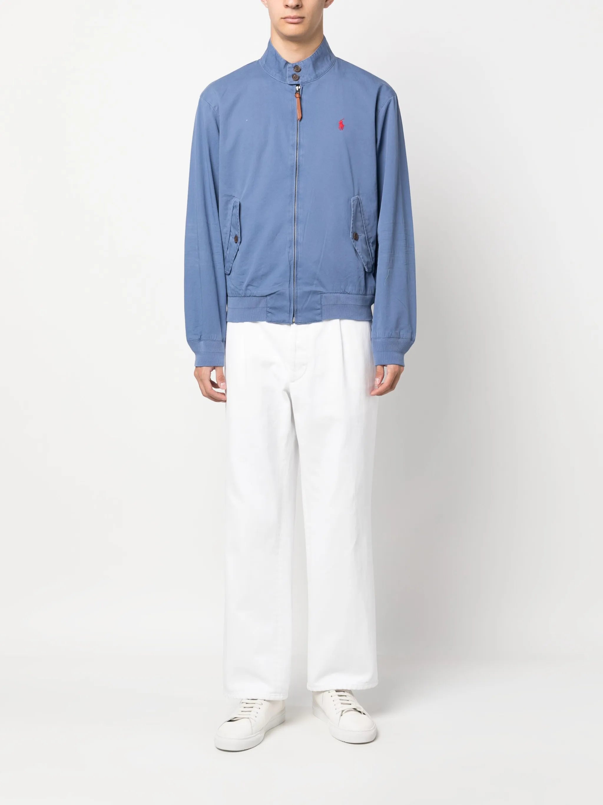 logo-embroidered zip-up bomber jacket