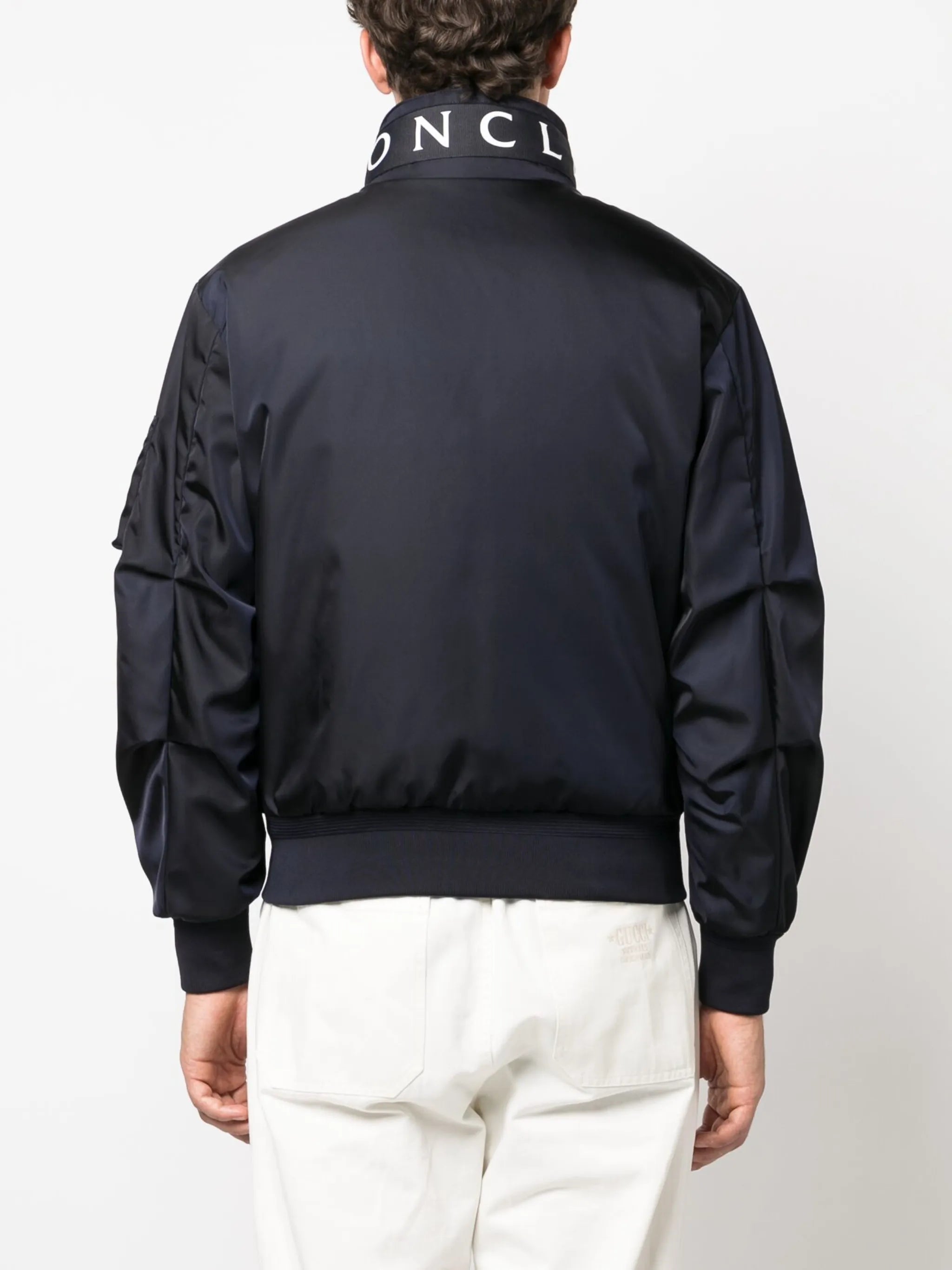 logo-collar padded bomber jacket
