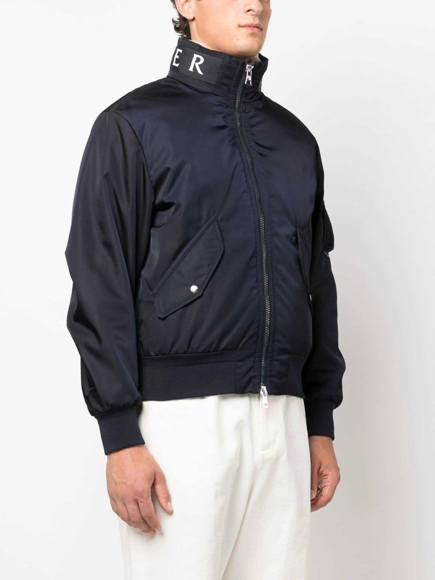logo-collar padded bomber jacket