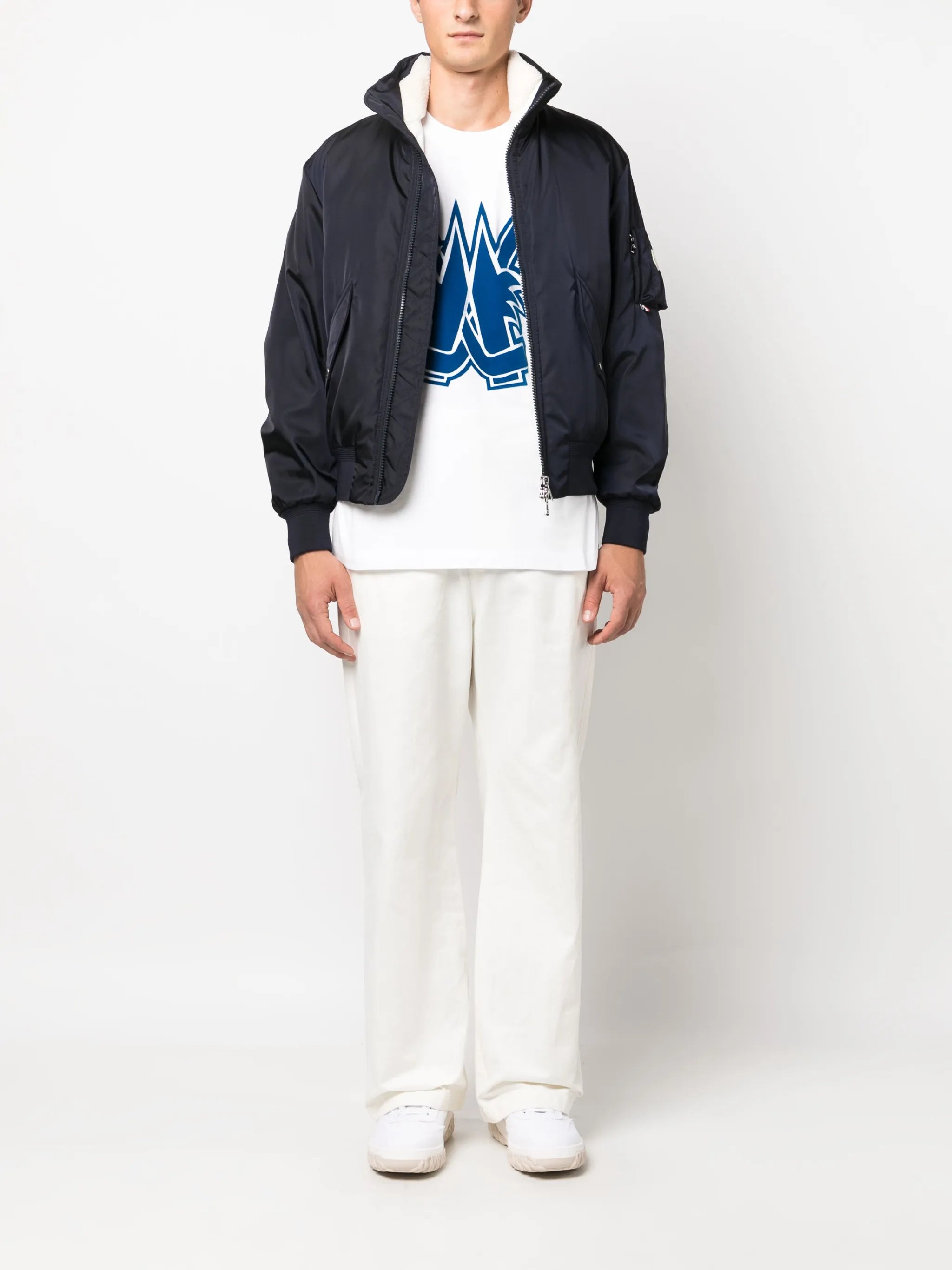logo-collar padded bomber jacket