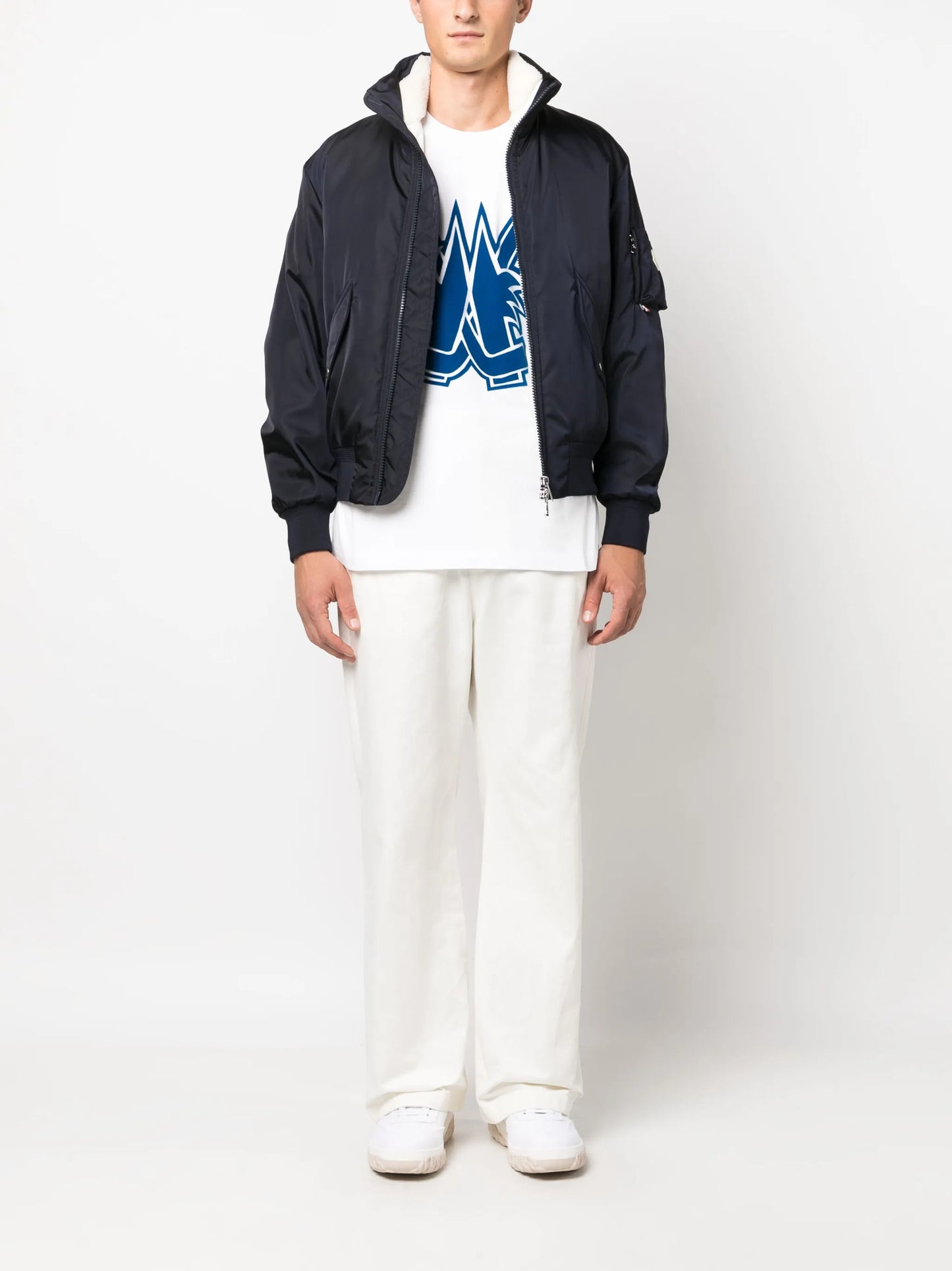 logo-collar padded bomber jacket