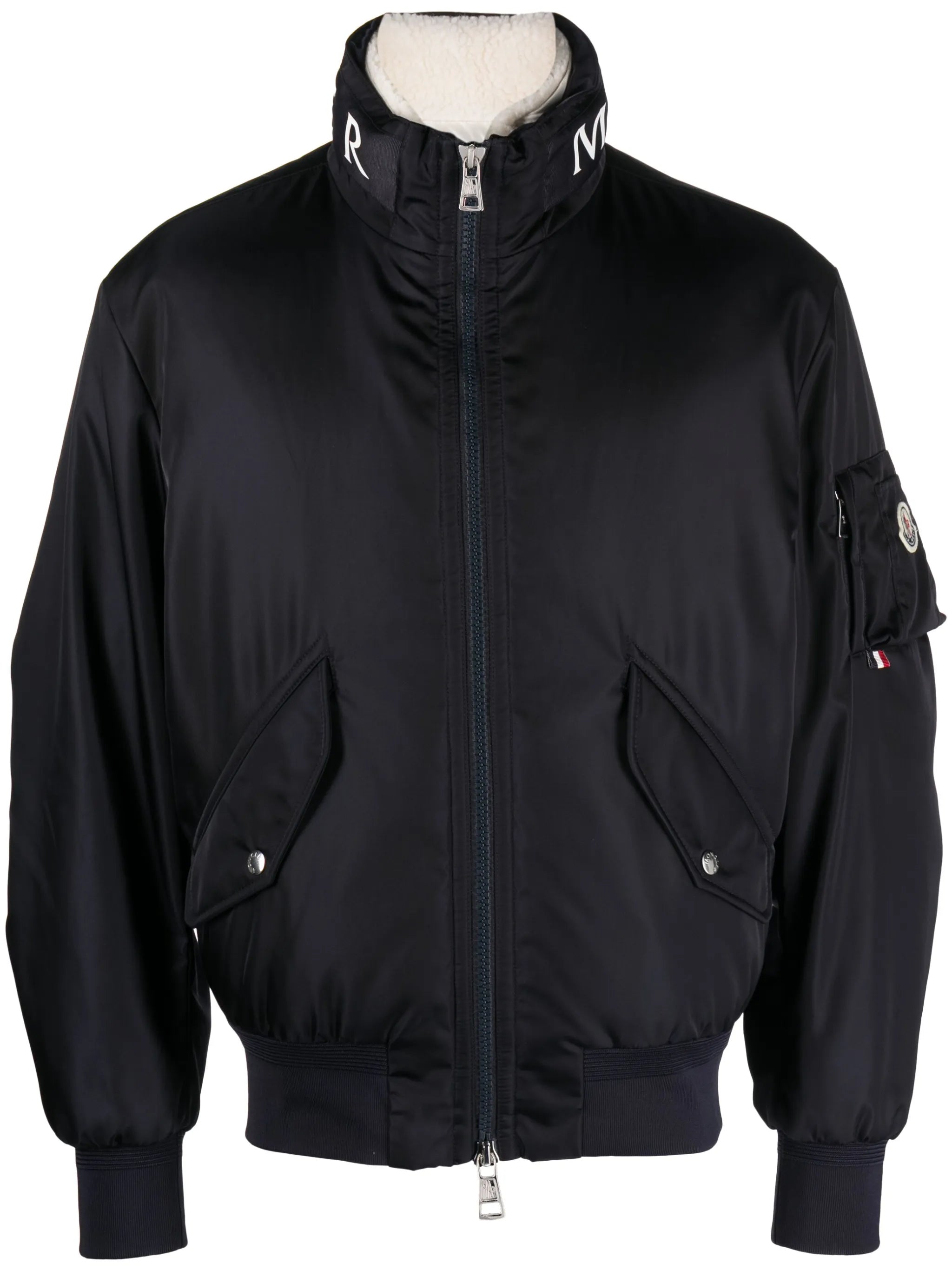 logo-collar padded bomber jacket