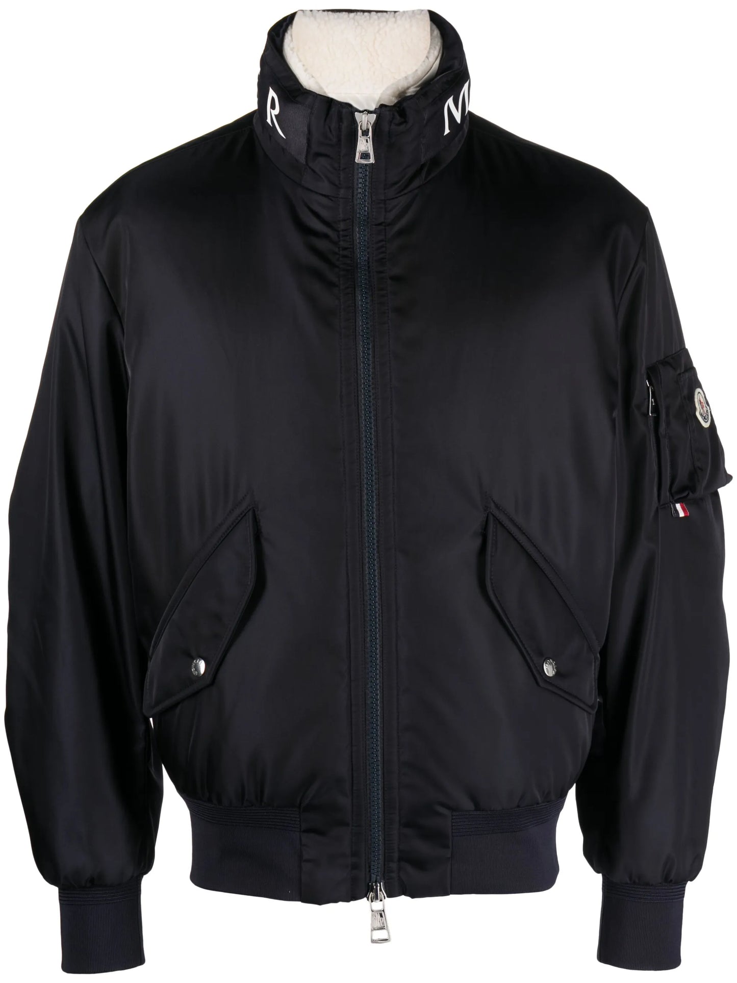 logo-collar padded bomber jacket