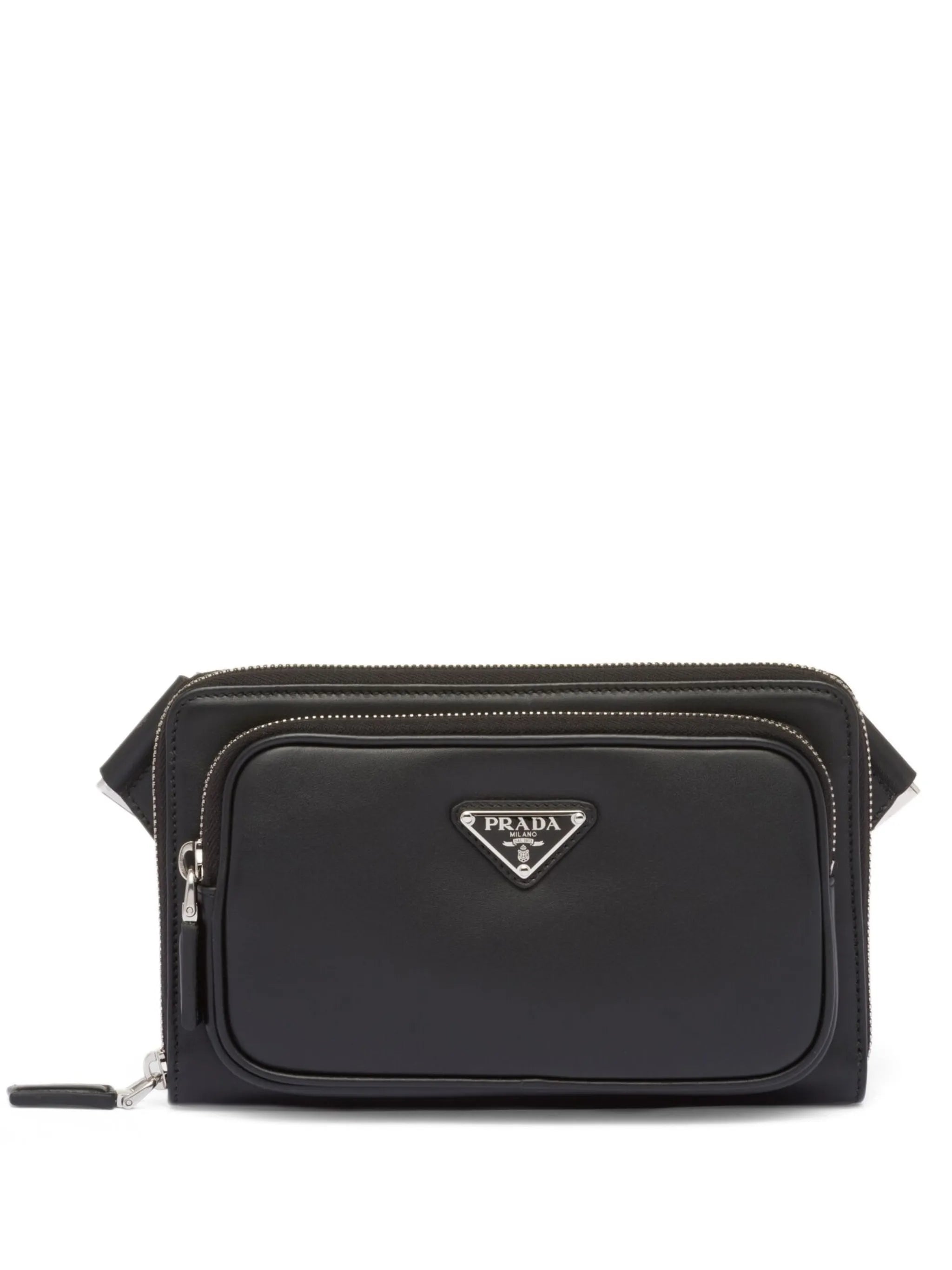 logo-plaque leather shoulder bag