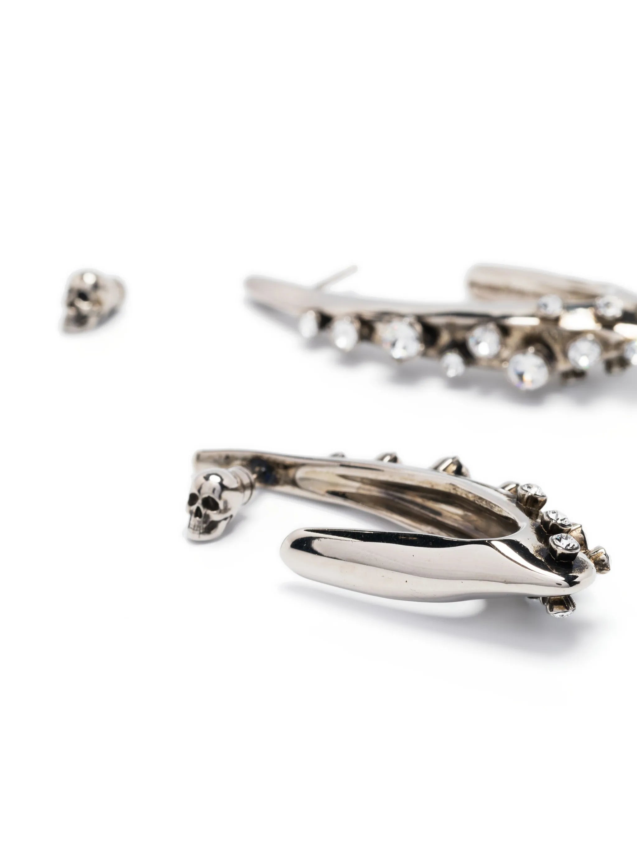 crystal-embellished faceted hoop earrings