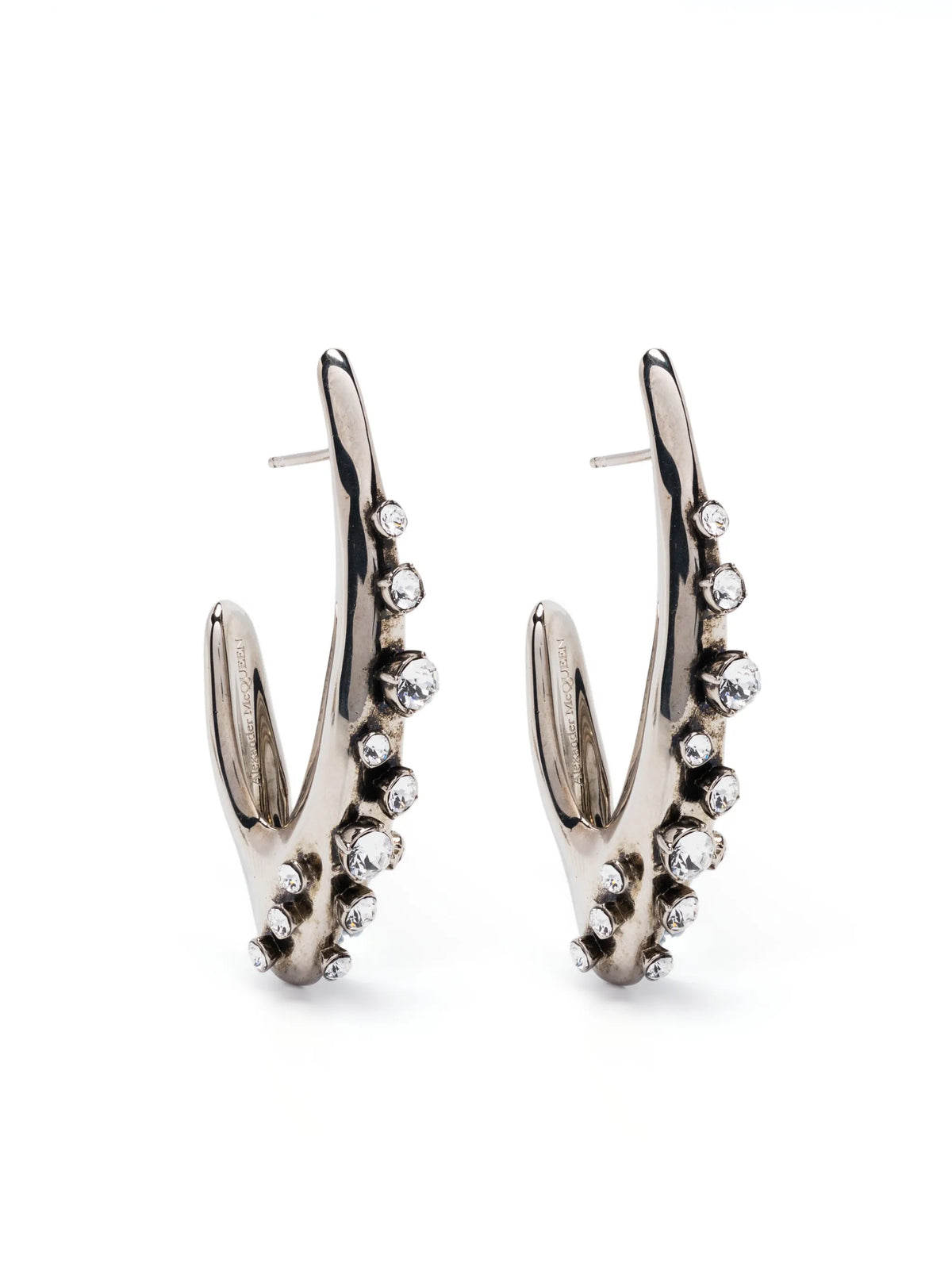 crystal-embellished faceted hoop earrings