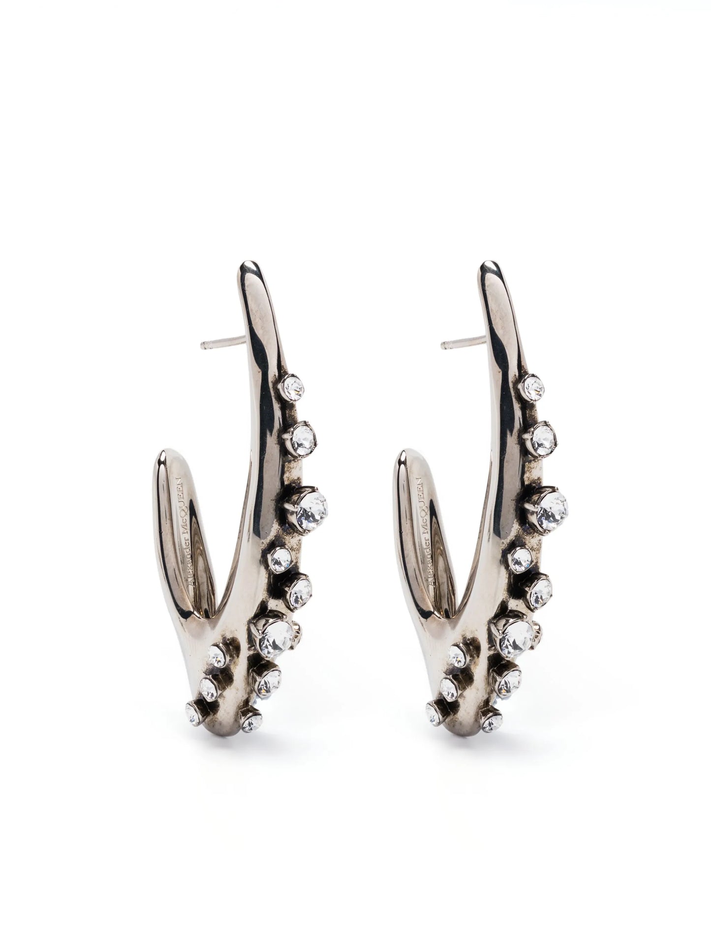 crystal-embellished faceted hoop earrings