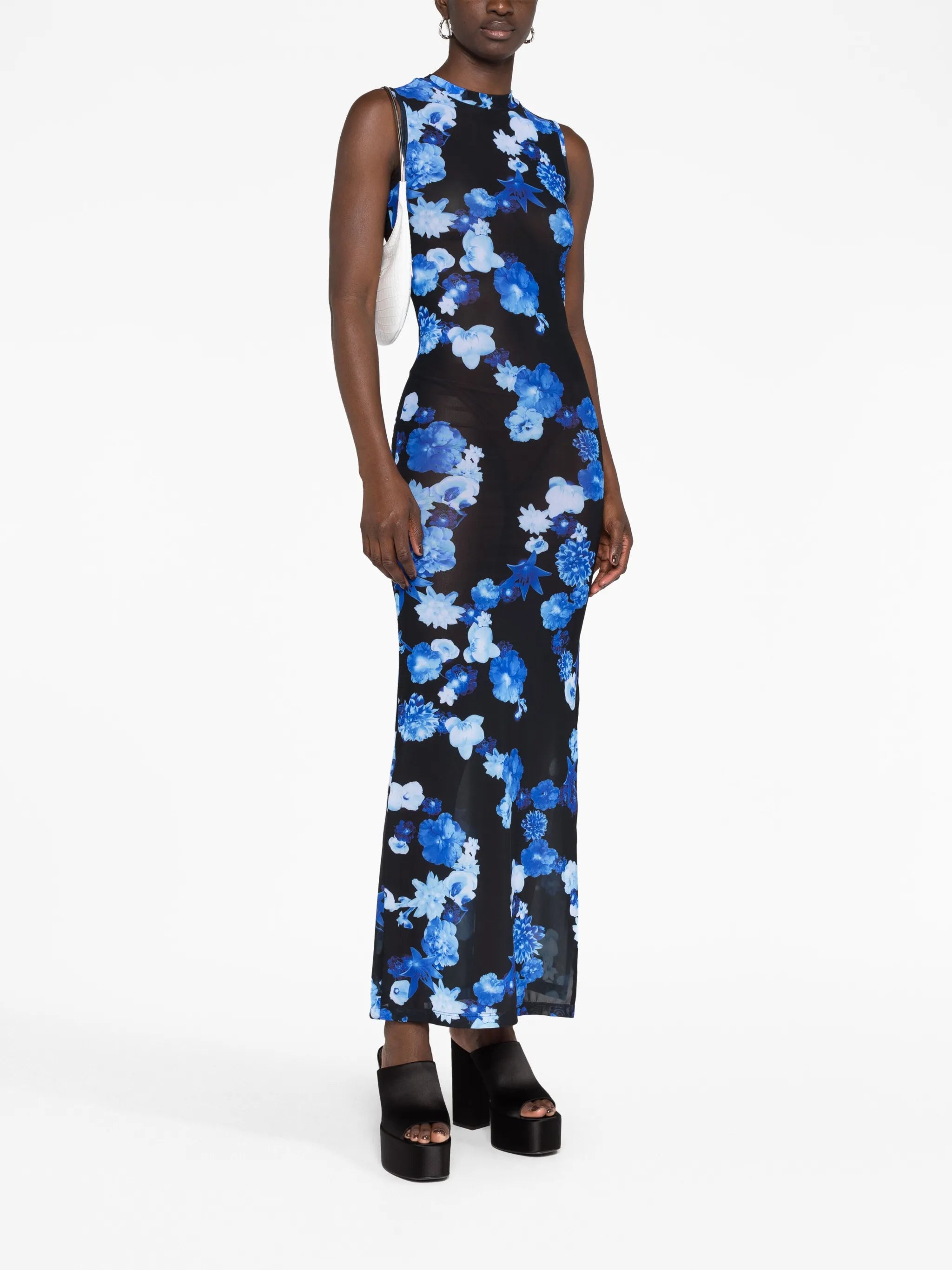 floral-print mesh maxi dress