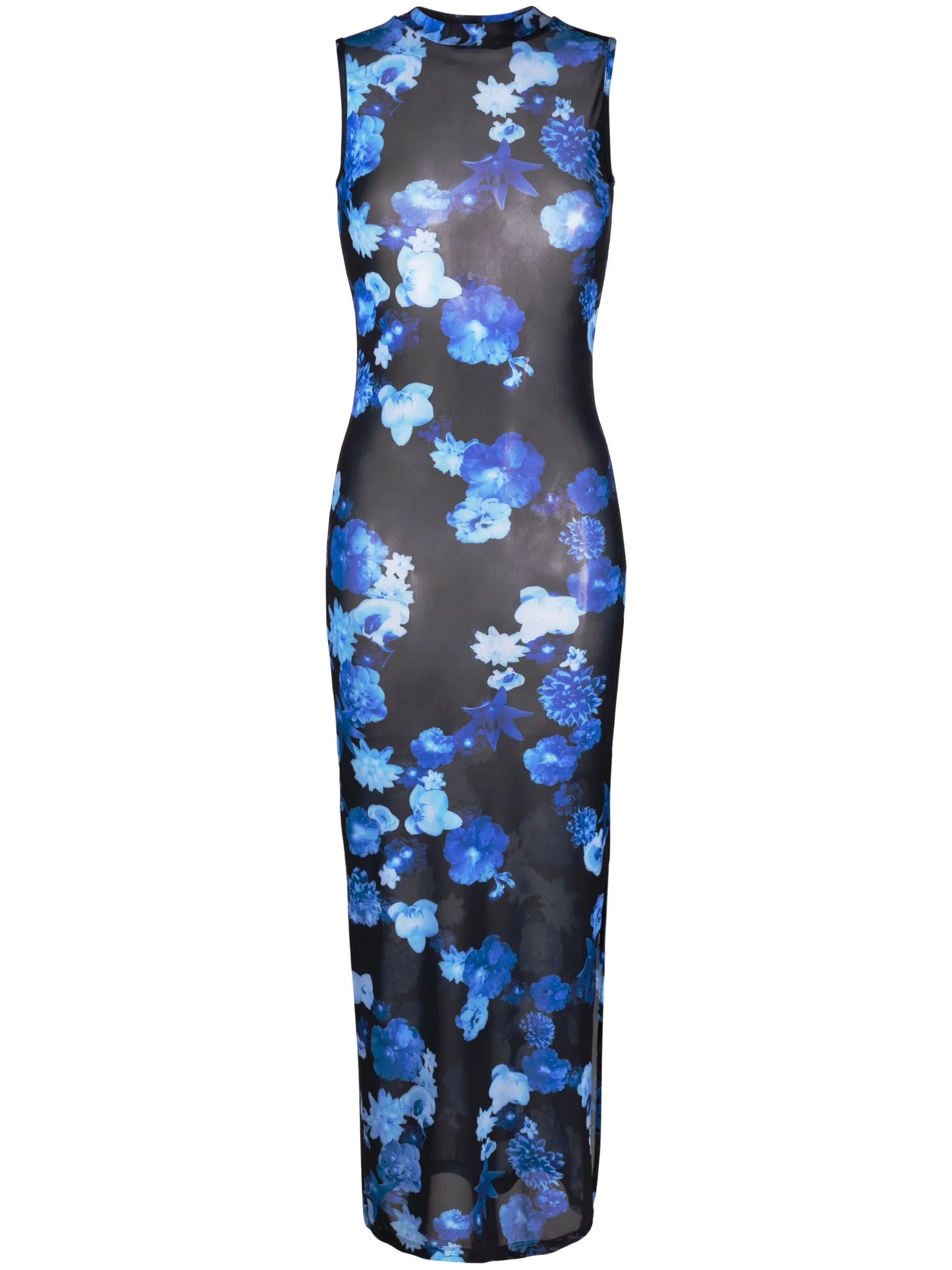 floral-print mesh maxi dress