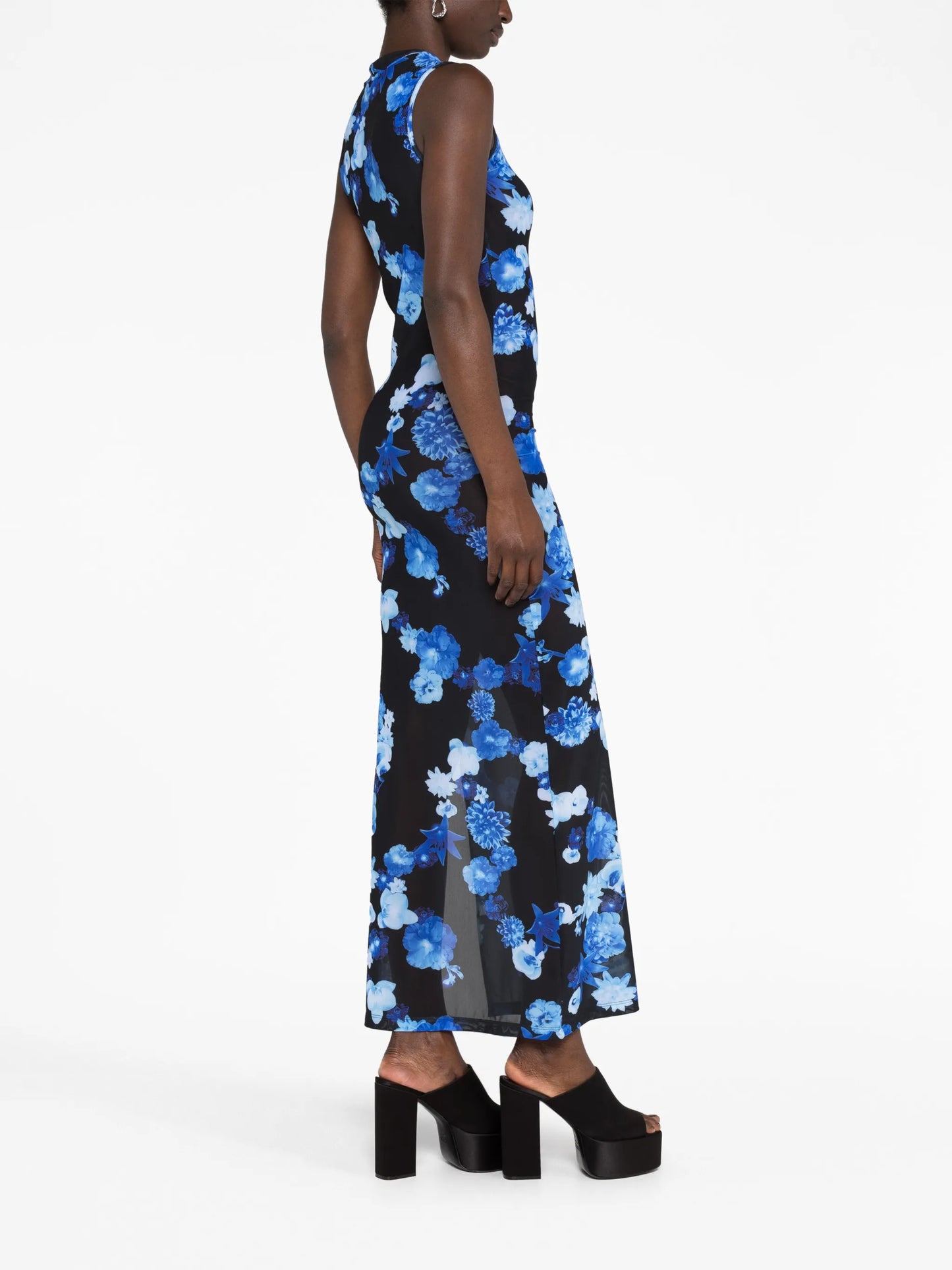 floral-print mesh maxi dress