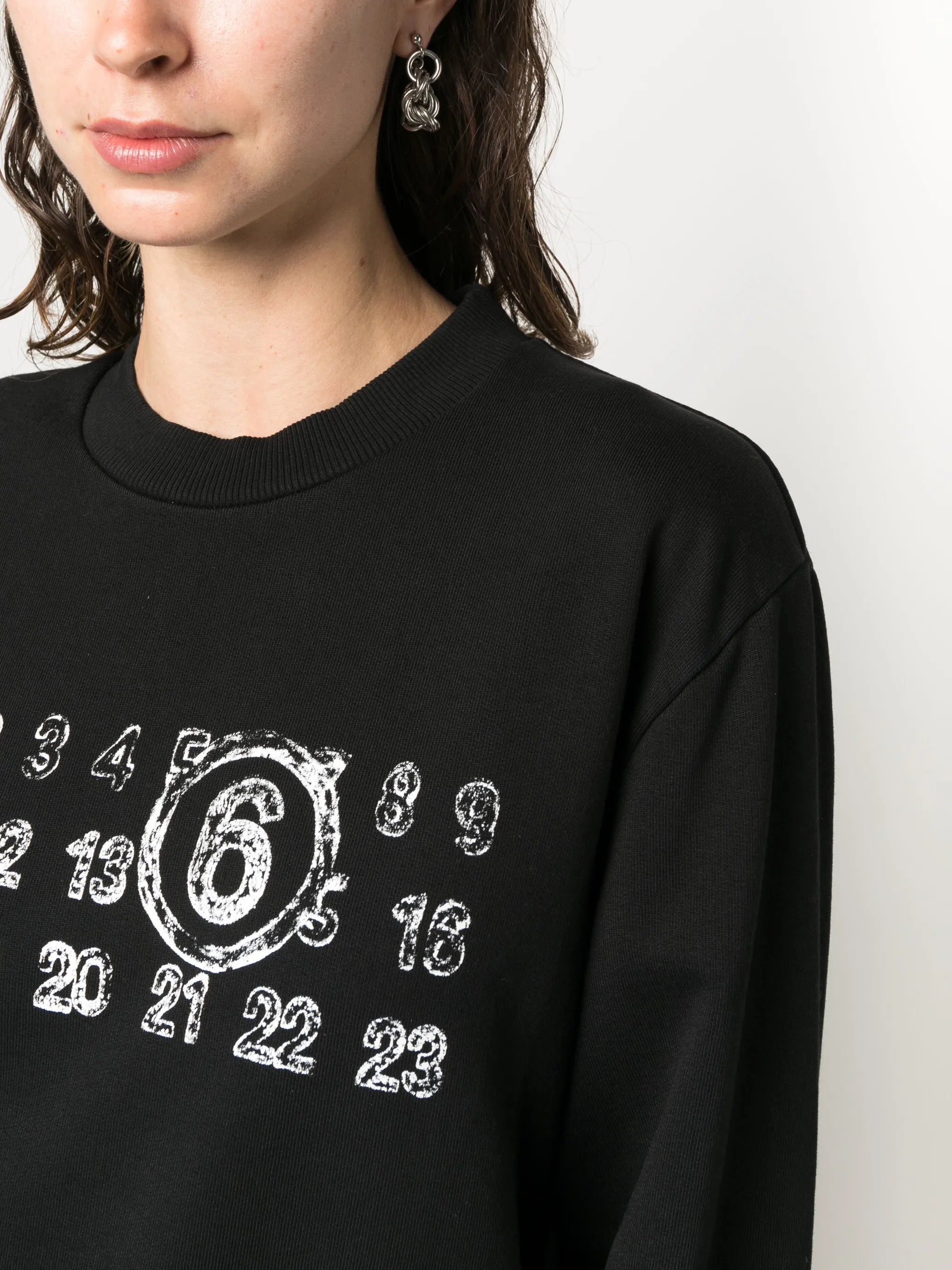 numbers-motif cotton hoodie