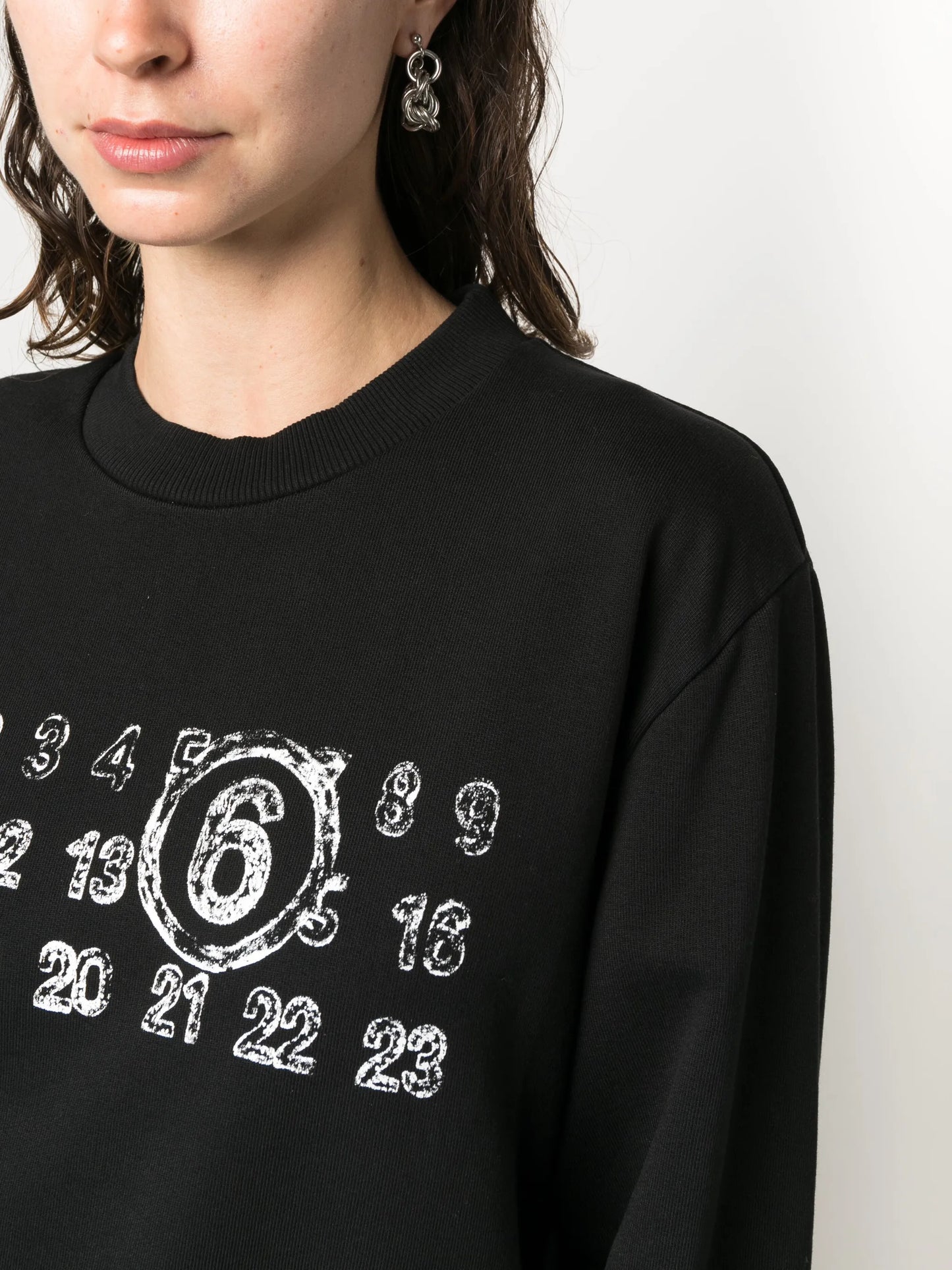 numbers-motif cotton hoodie