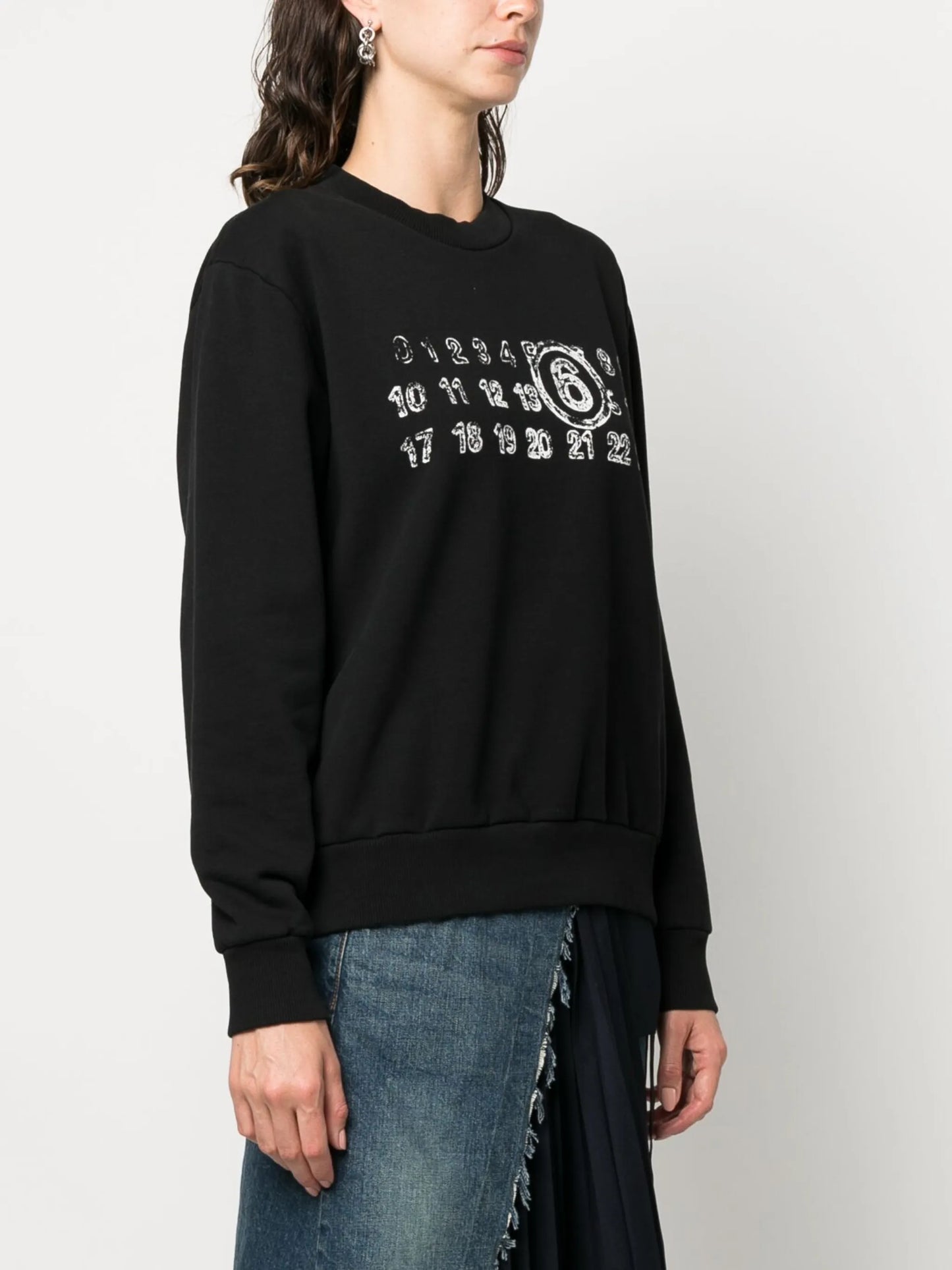 numbers-motif cotton hoodie