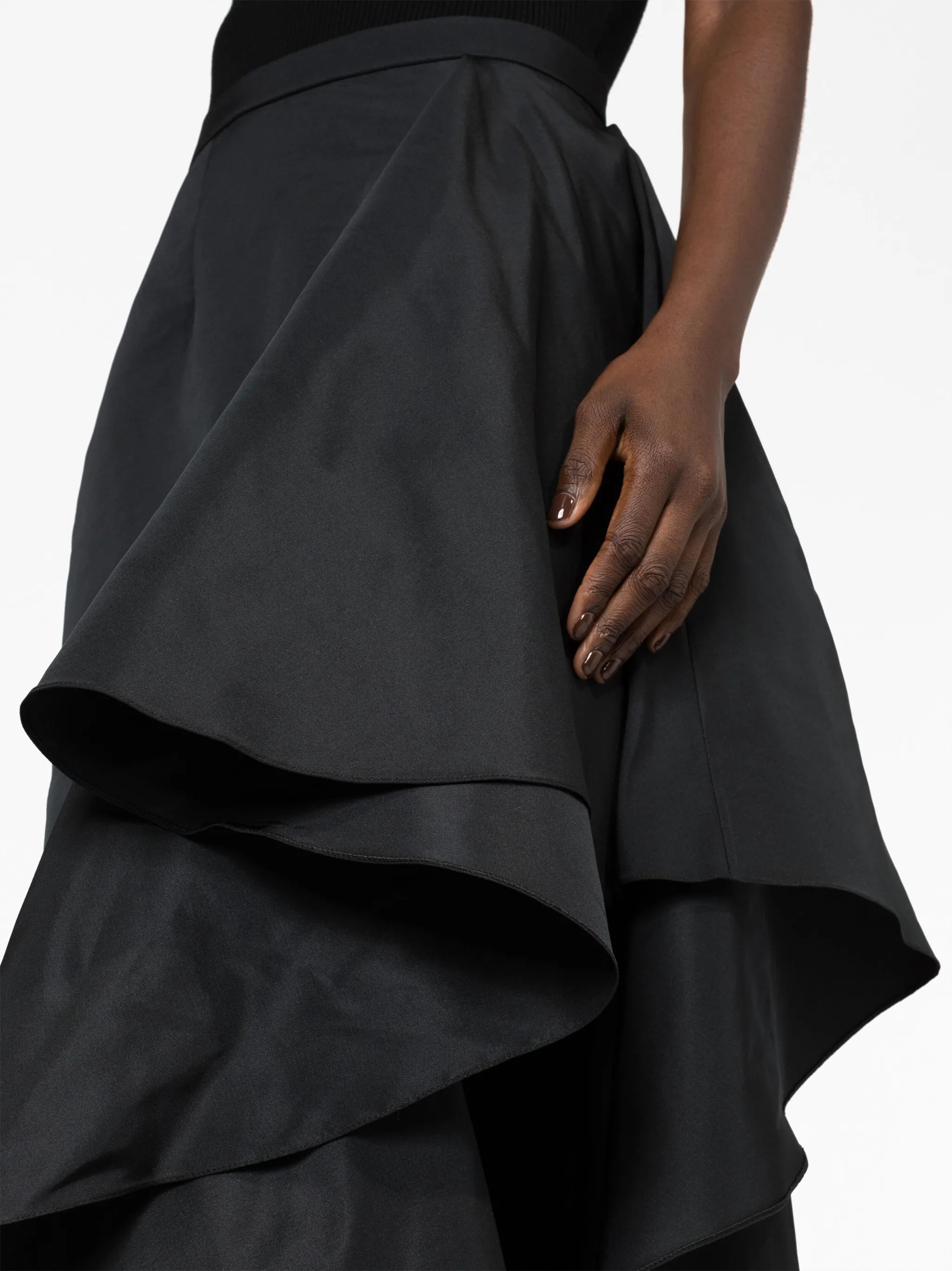 asymmetric flared midi skirt