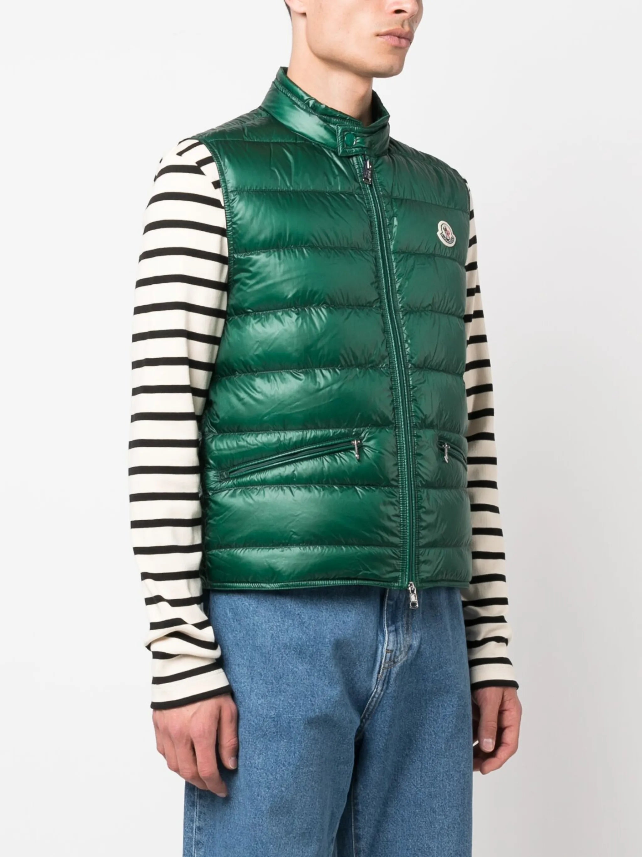 Gui logo-patch puffer gilet