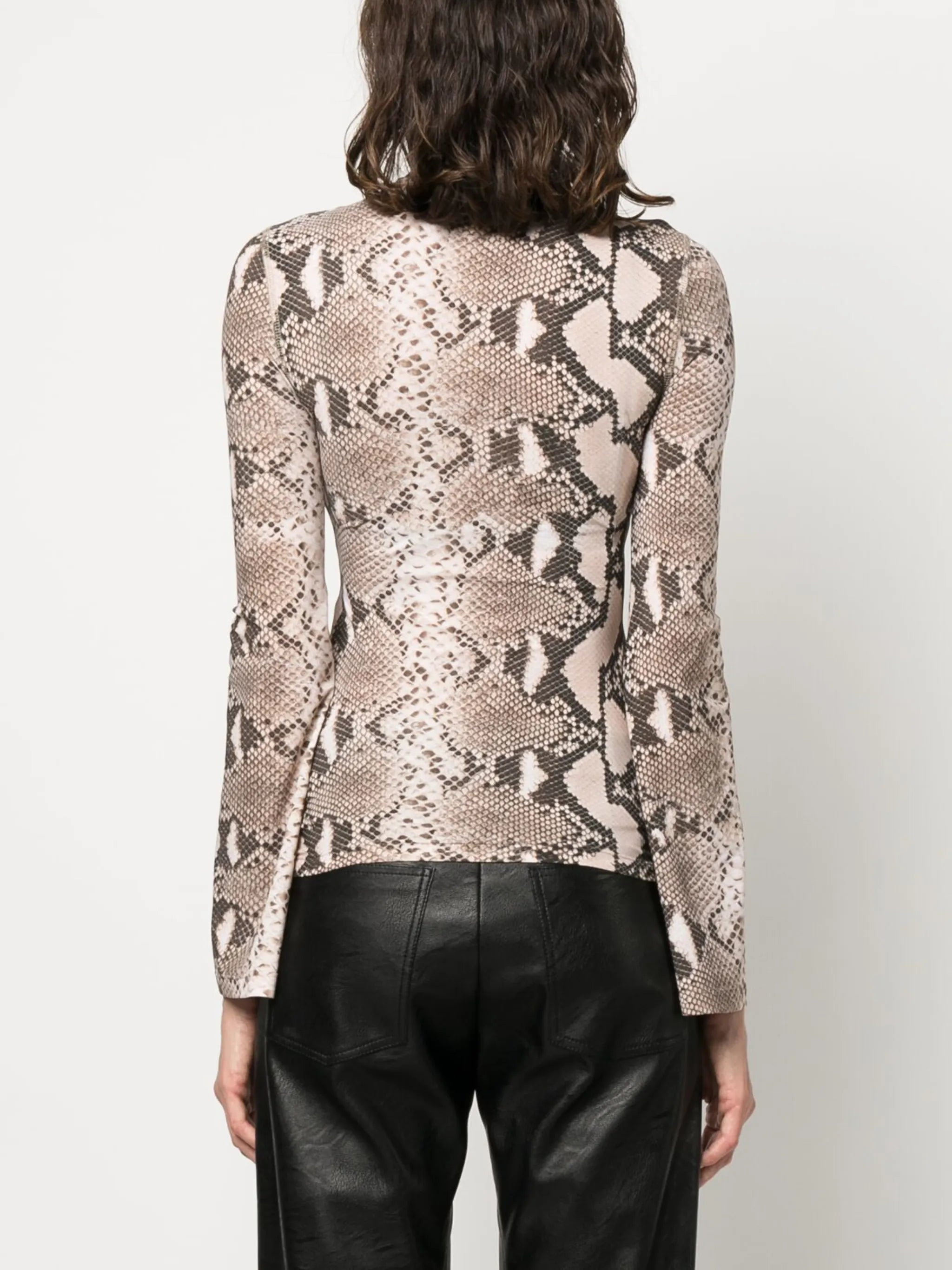leopard-print high neck top