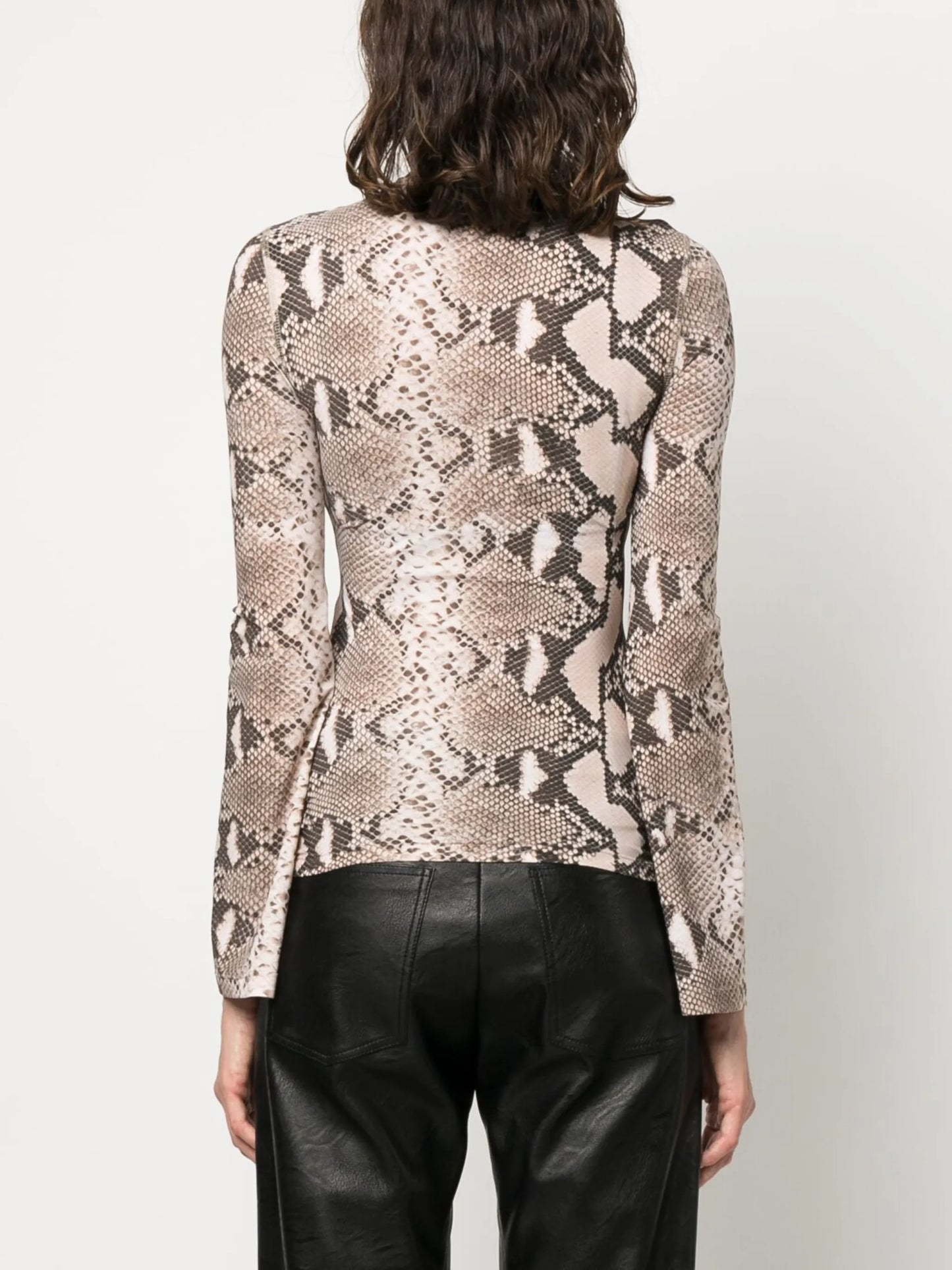 leopard-print high neck top
