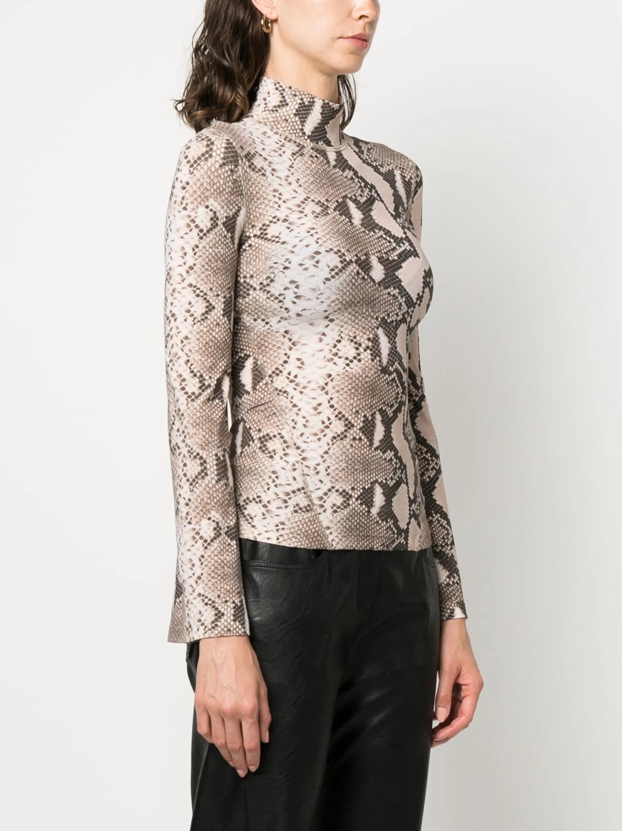 leopard-print high neck top