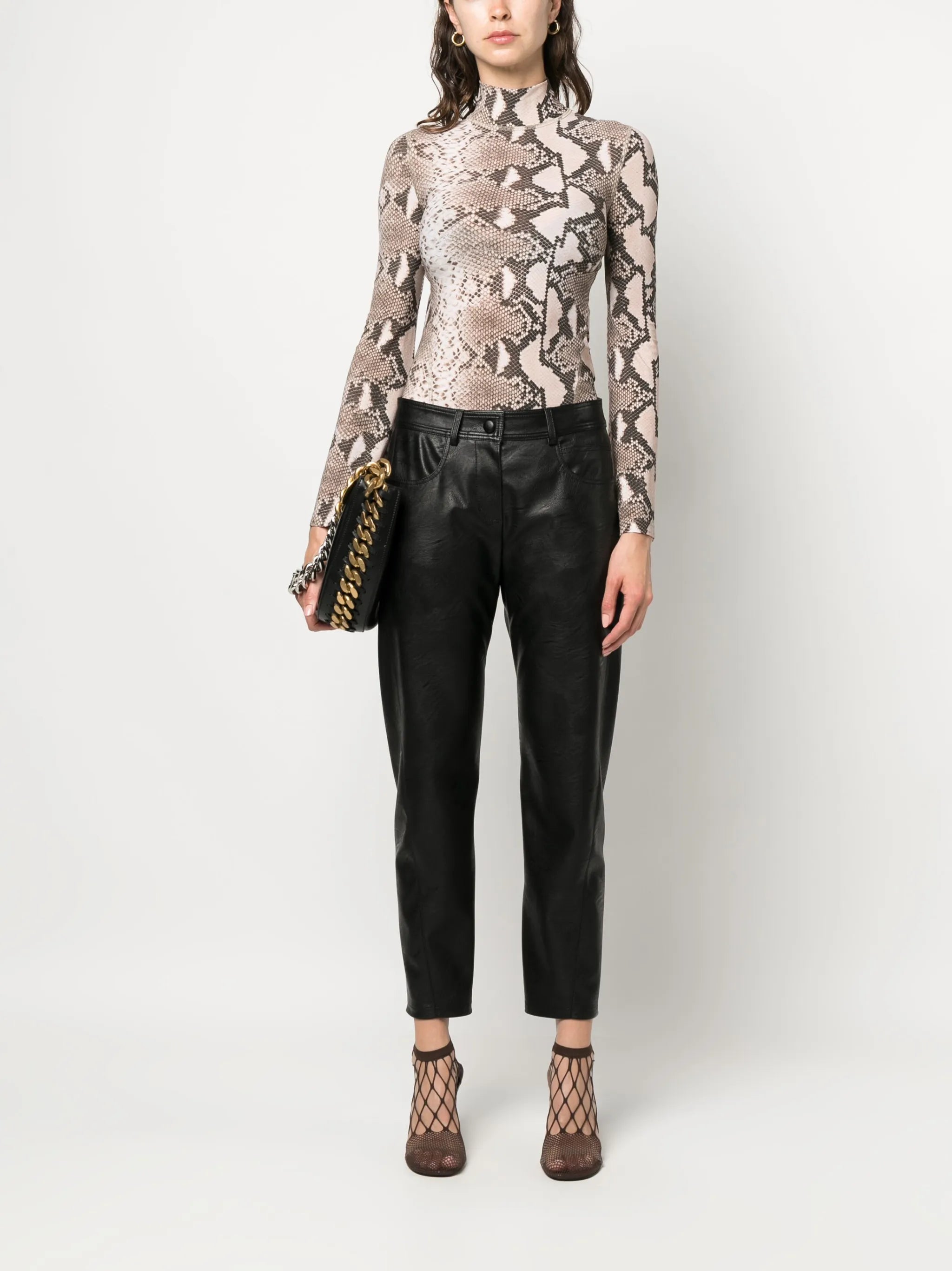 leopard-print high neck top