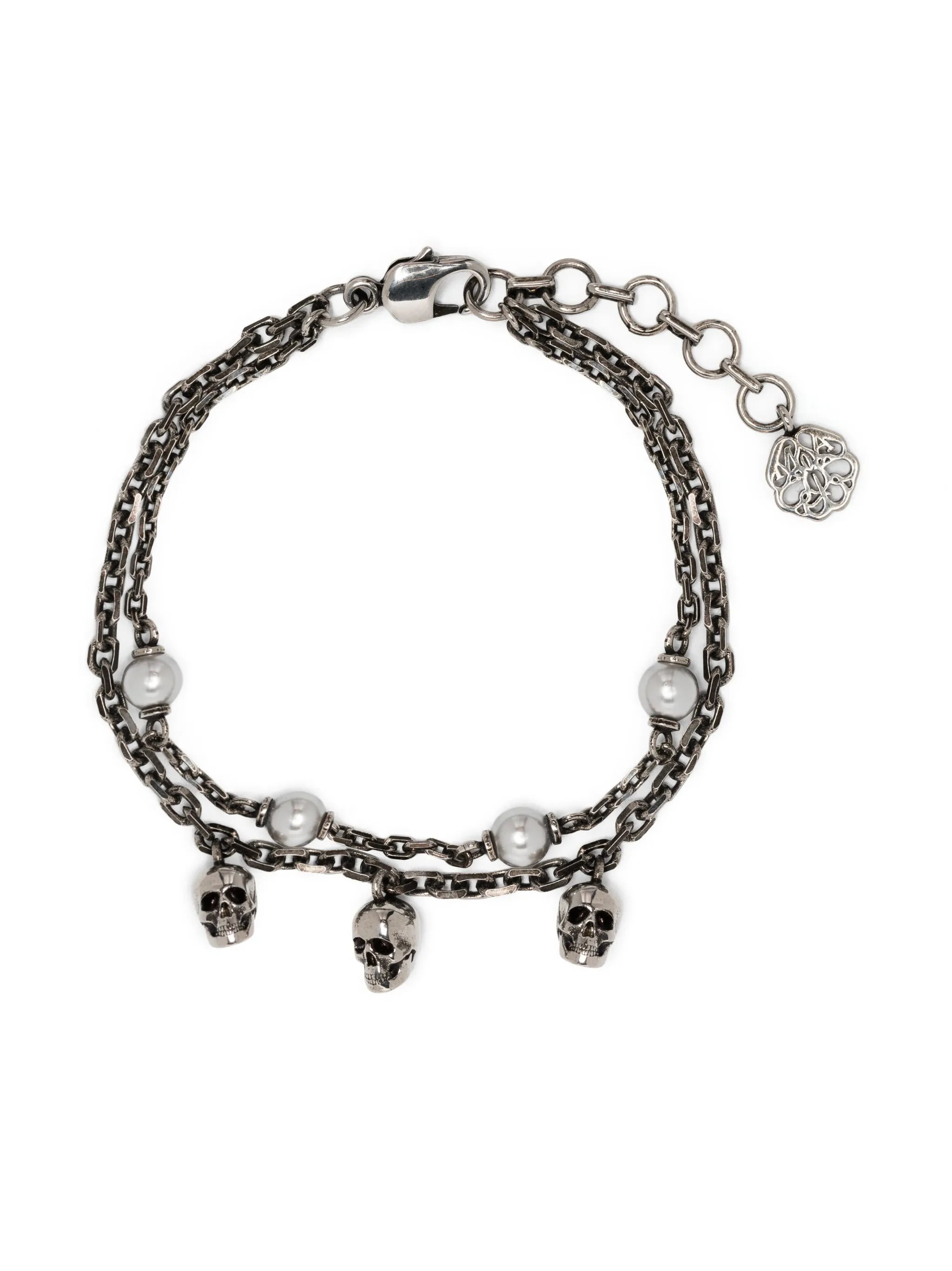 layered skull charm bracelet