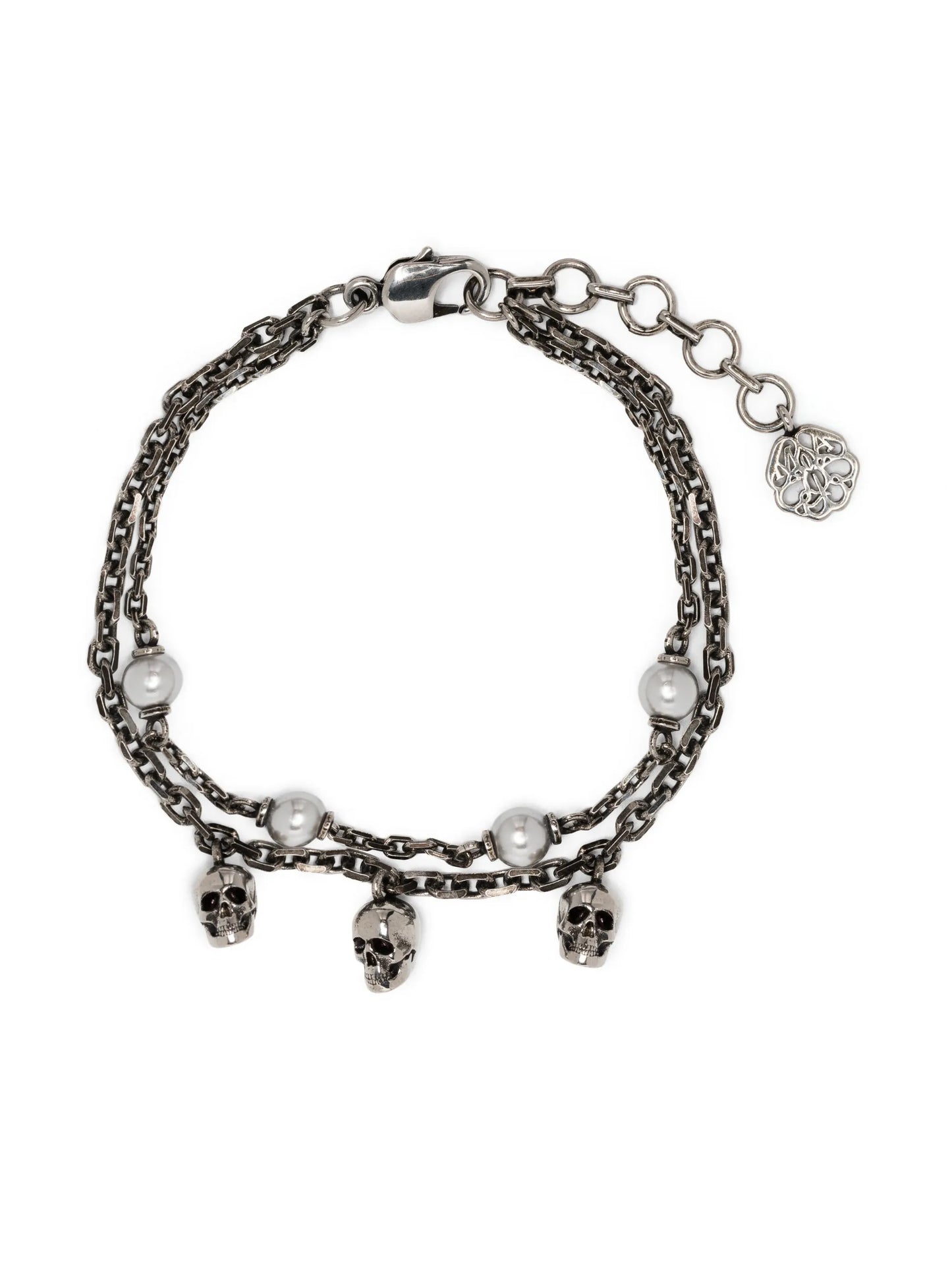 layered skull charm bracelet
